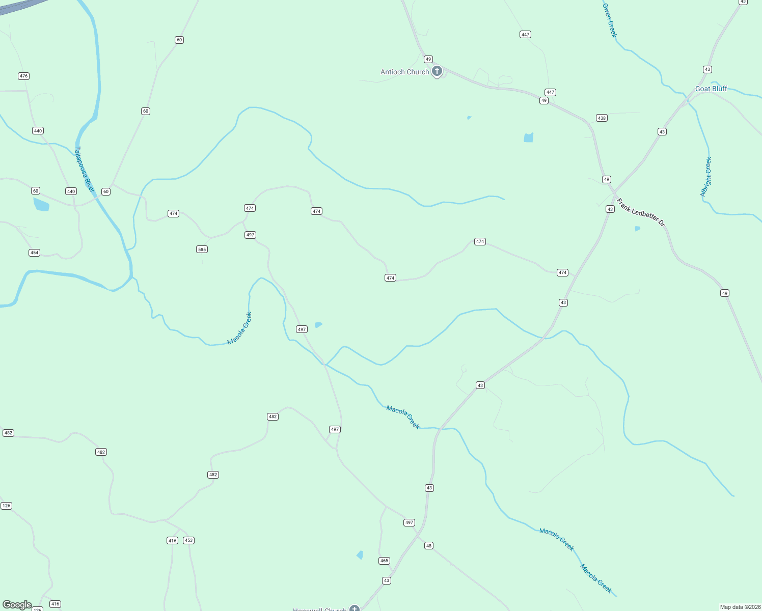 map of restaurants, bars, coffee shops, grocery stores, and more near 1870 County Road 474 in Heflin