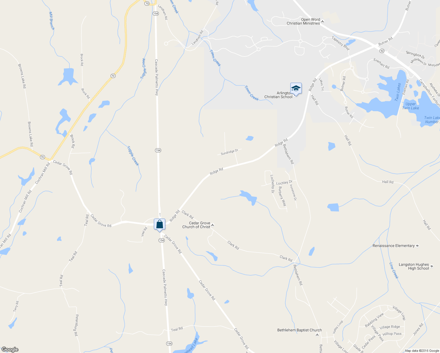 map of restaurants, bars, coffee shops, grocery stores, and more near 8450 Ridge Rd in Fairburn