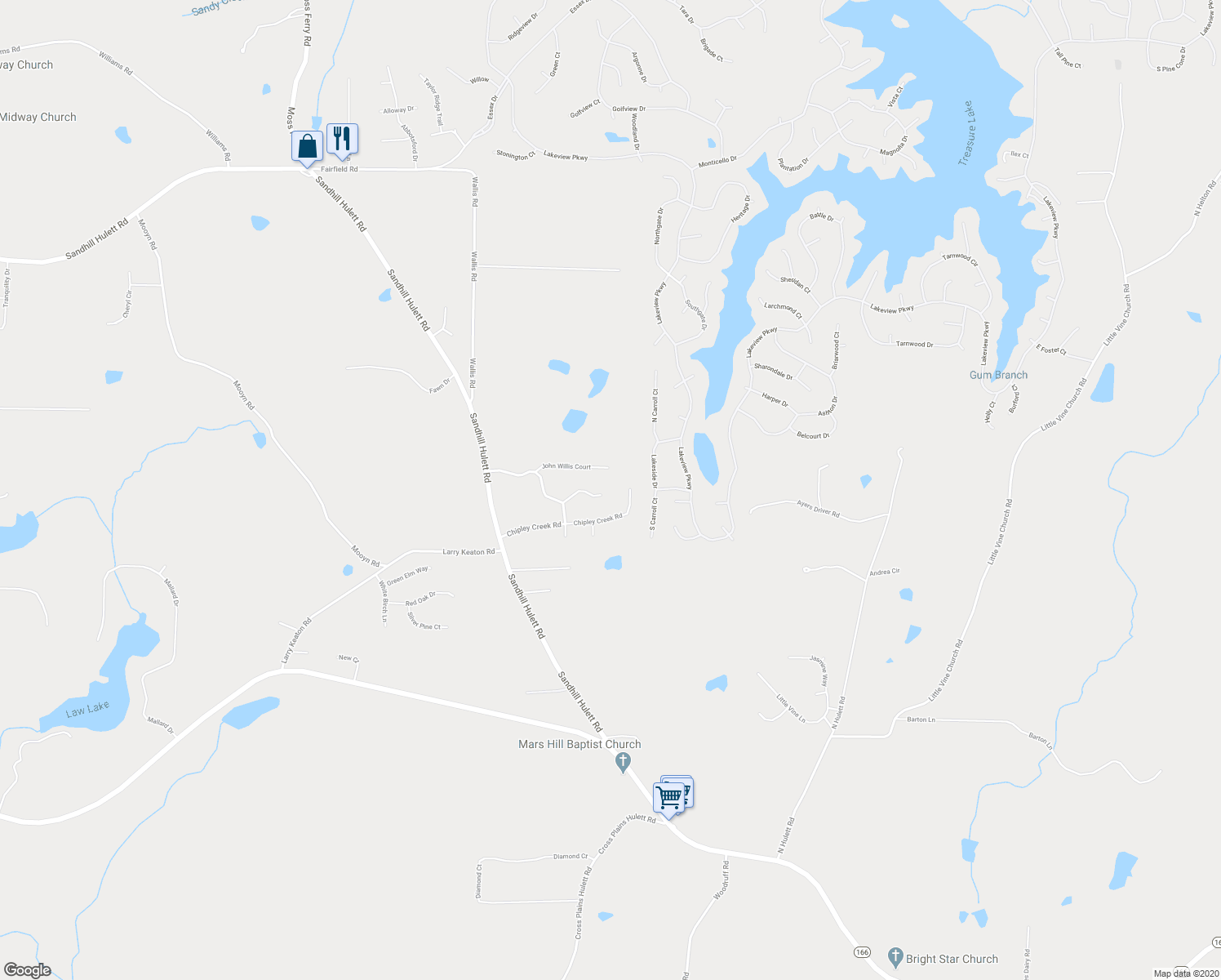 map of restaurants, bars, coffee shops, grocery stores, and more near 136 Foxwood Court in Villa Rica