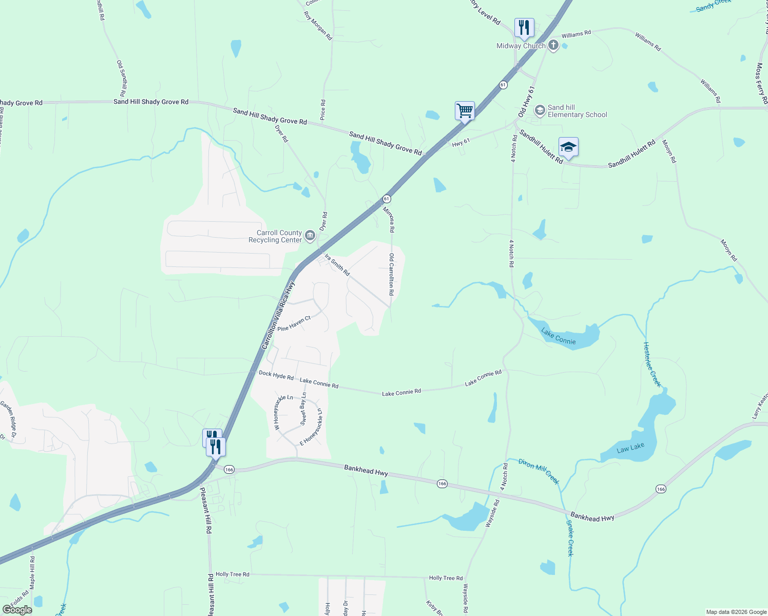 map of restaurants, bars, coffee shops, grocery stores, and more near 209 Ira Smith Rd in Carrollton