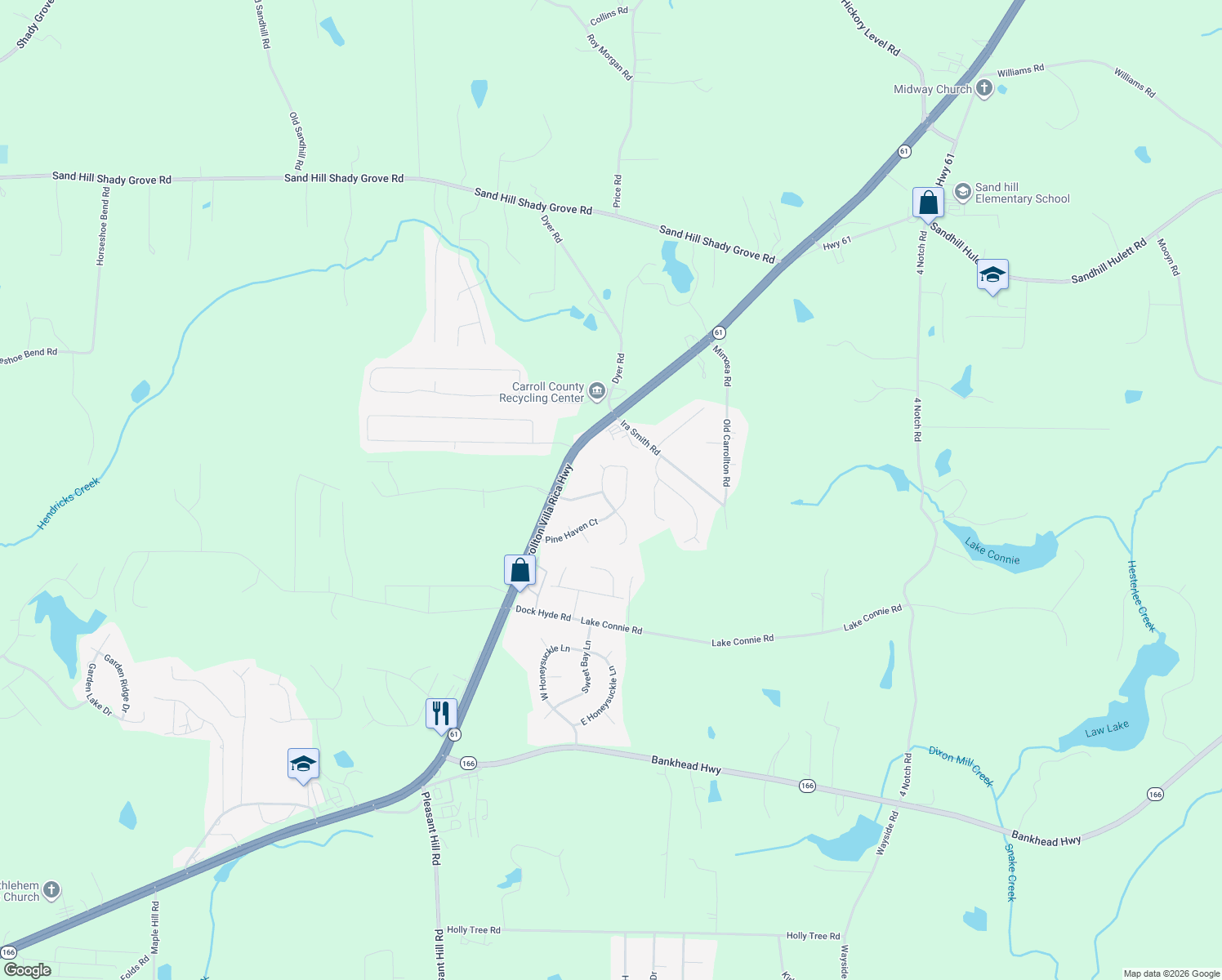 map of restaurants, bars, coffee shops, grocery stores, and more near 180 Pine Haven Dr in Carrollton