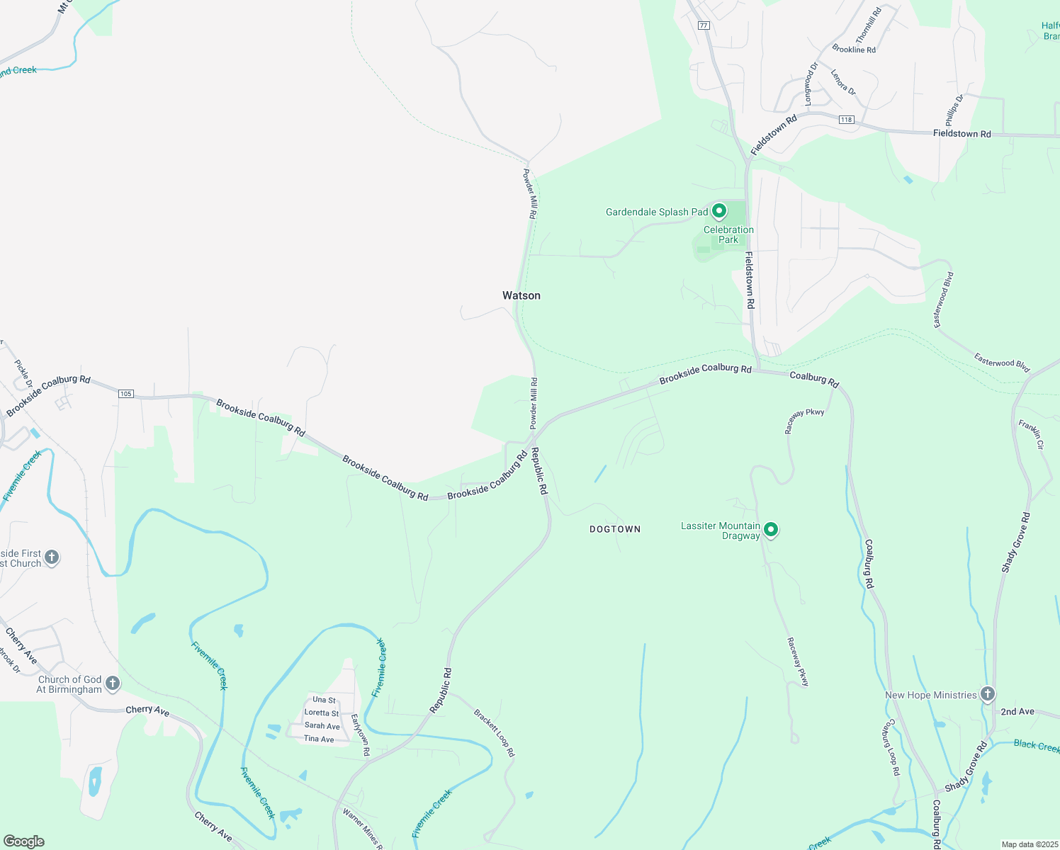 map of restaurants, bars, coffee shops, grocery stores, and more near 4016 Powder Mill Road in Watson