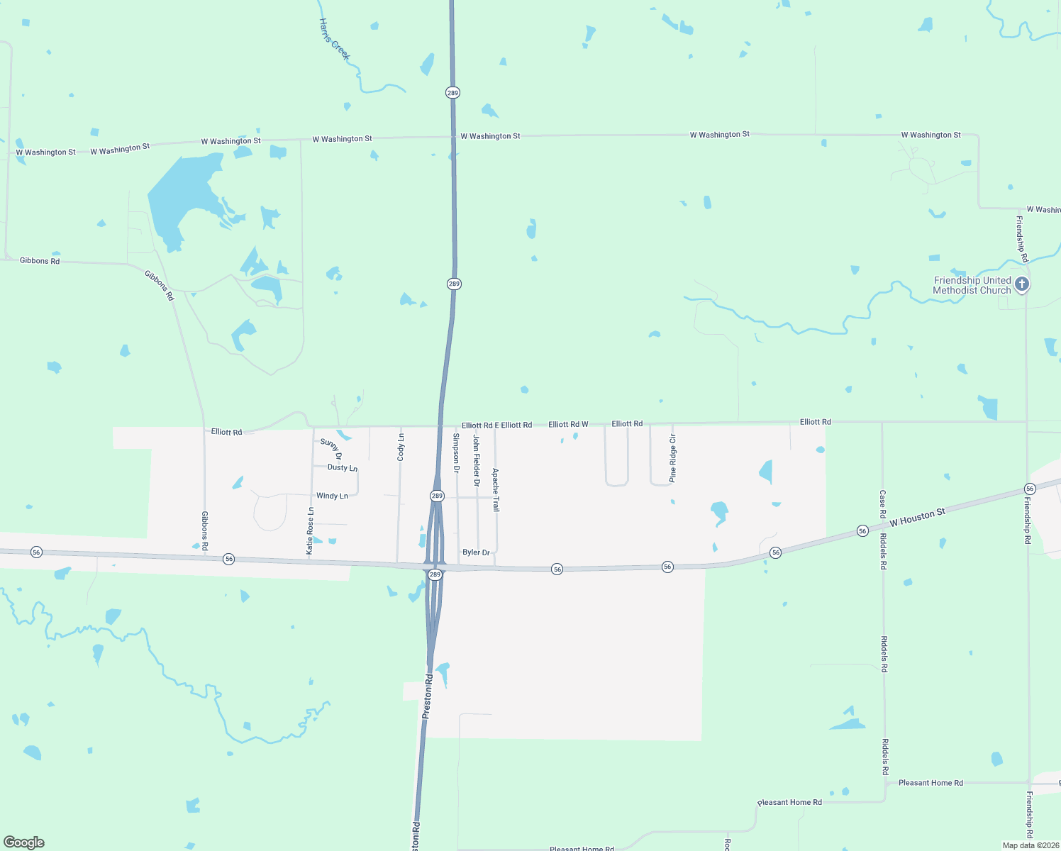 map of restaurants, bars, coffee shops, grocery stores, and more near 1300 Elliott Road in Sherman