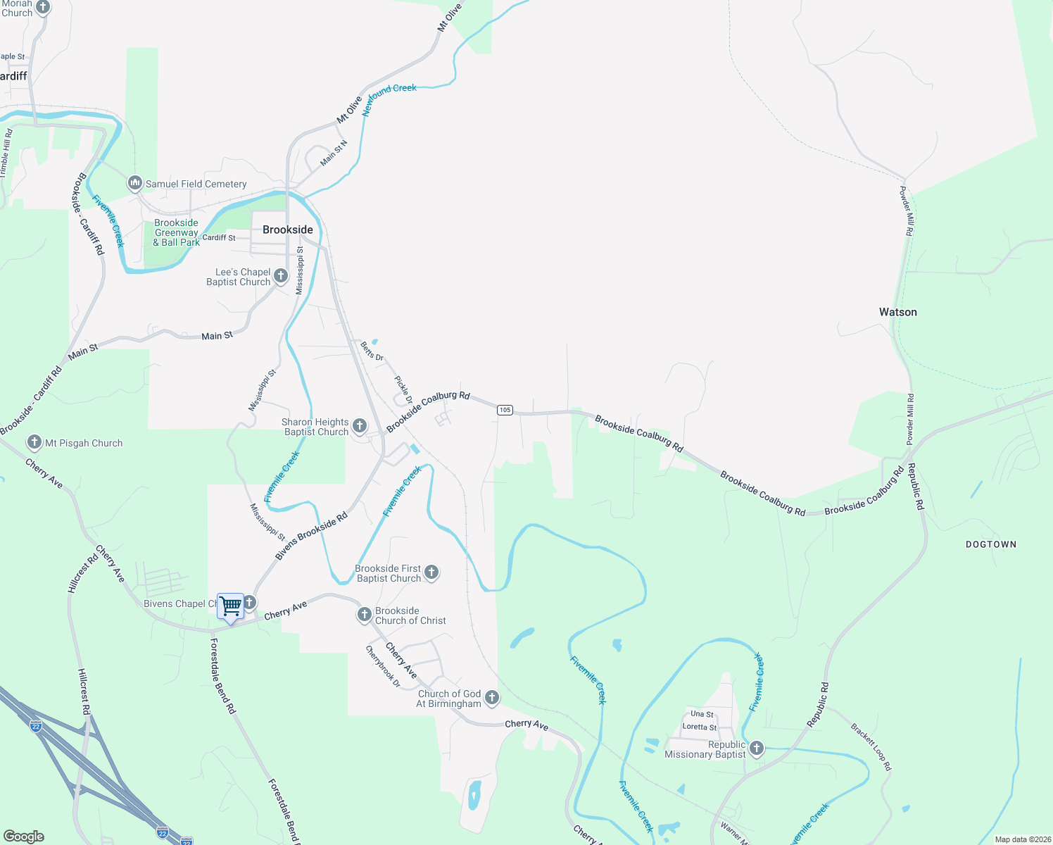 map of restaurants, bars, coffee shops, grocery stores, and more near 601 Pineview Drive in Birmingham