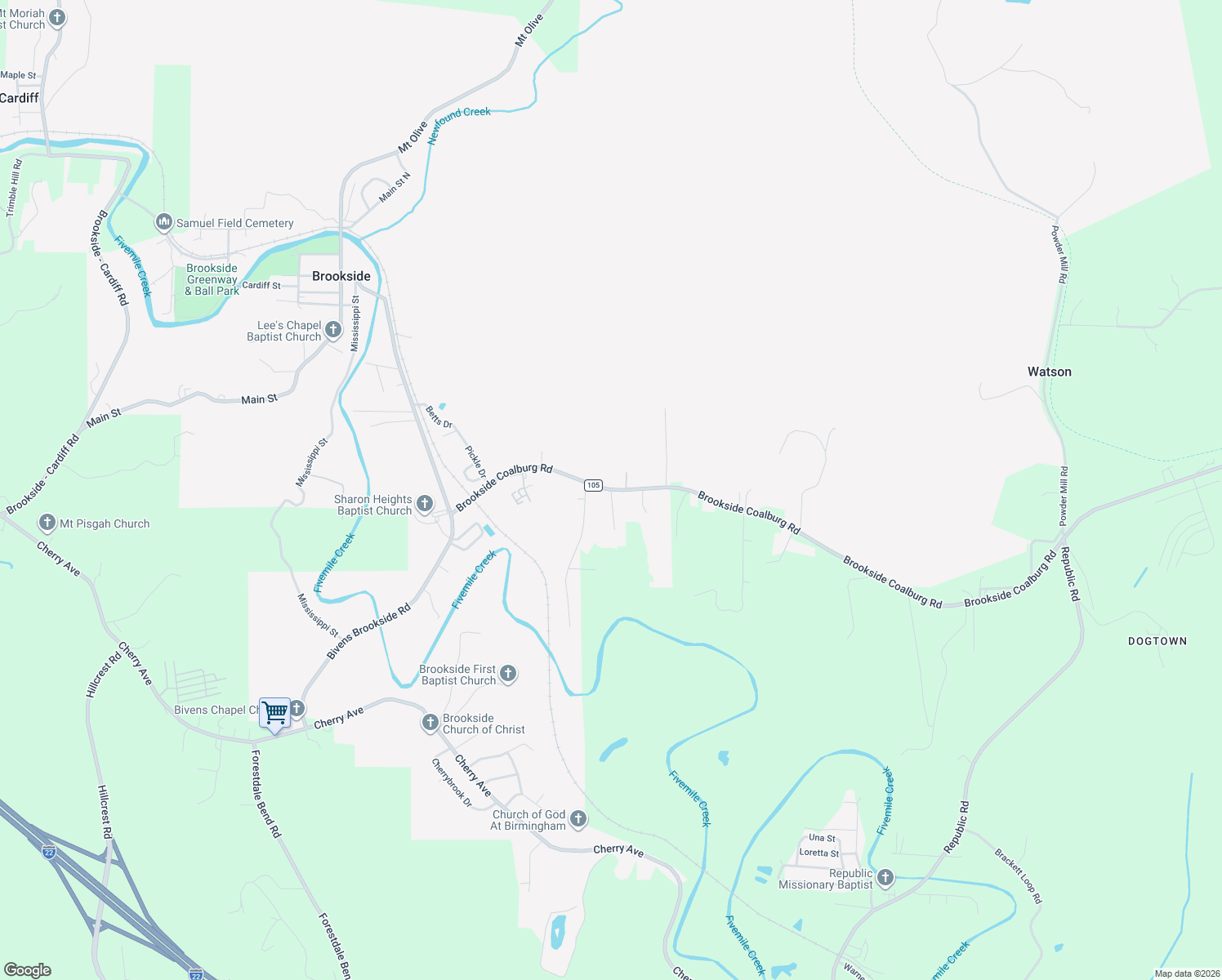 map of restaurants, bars, coffee shops, grocery stores, and more near 601 Pineview Drive in Birmingham