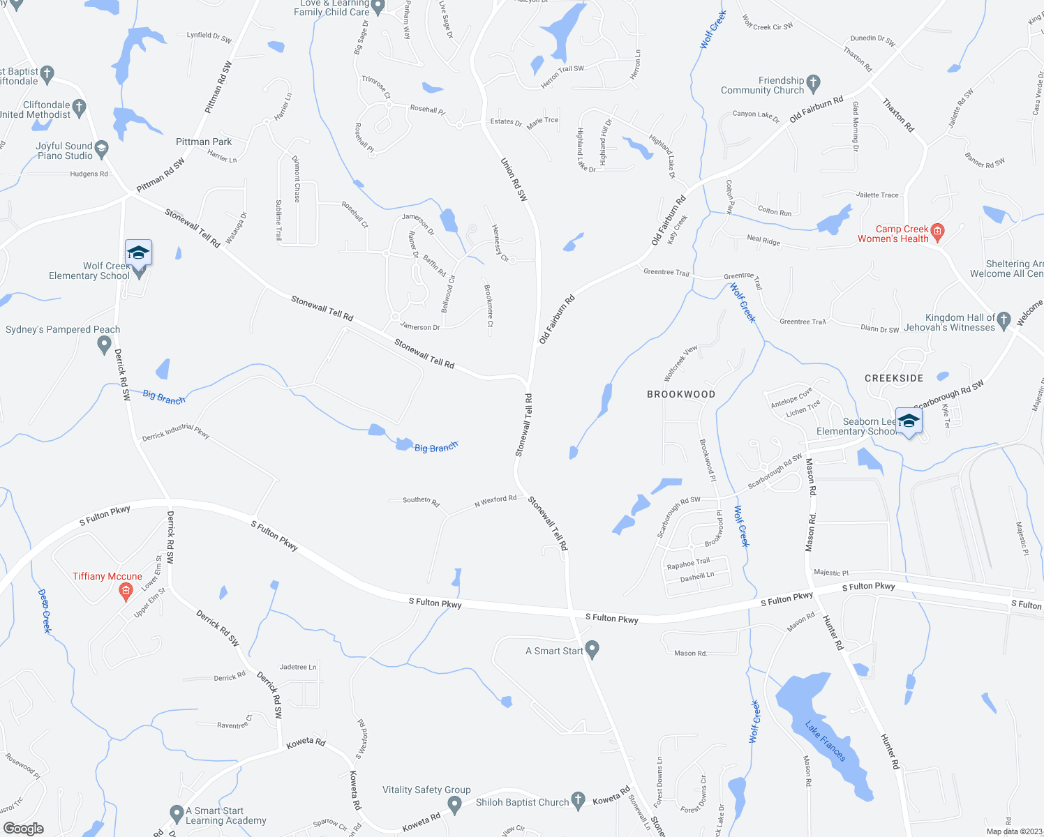 map of restaurants, bars, coffee shops, grocery stores, and more near 4635 Stonewall Tell Road in College Park