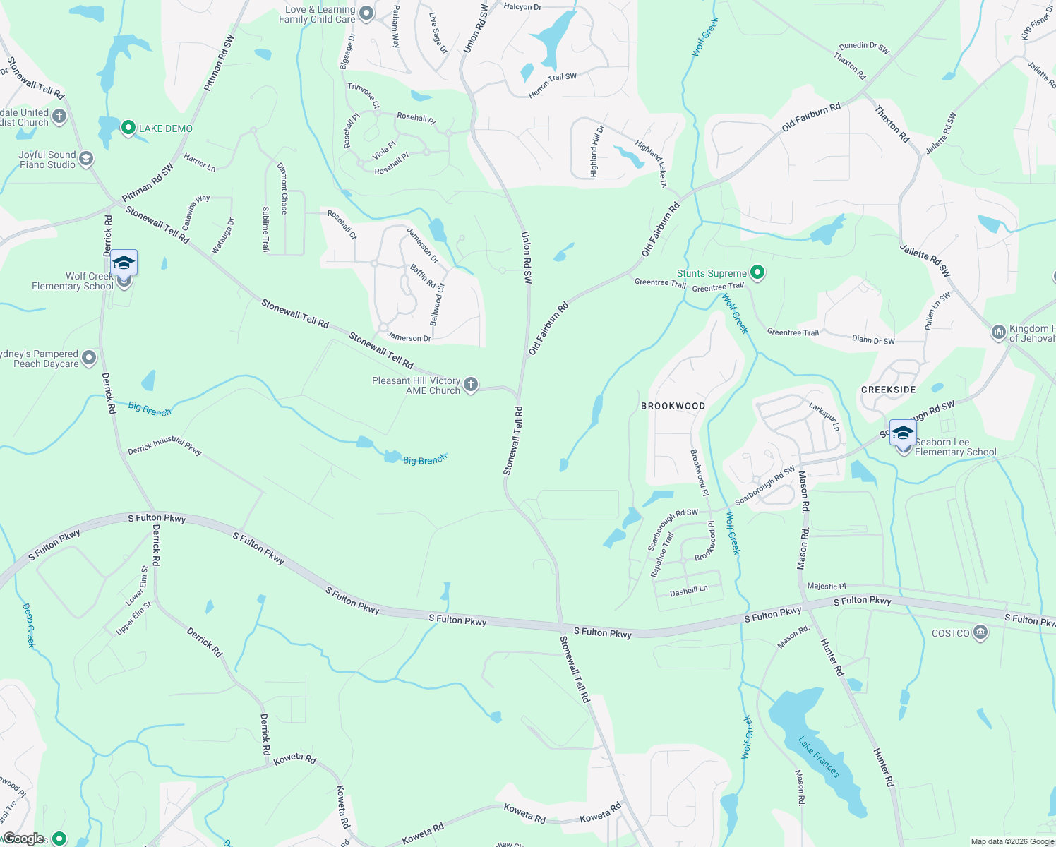 map of restaurants, bars, coffee shops, grocery stores, and more near 4635 Stonewall Tell Road in College Park