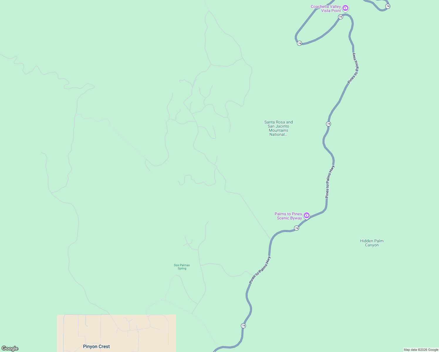 map of restaurants, bars, coffee shops, grocery stores, and more near 57795 Bighorn Drive in Mountain Center
