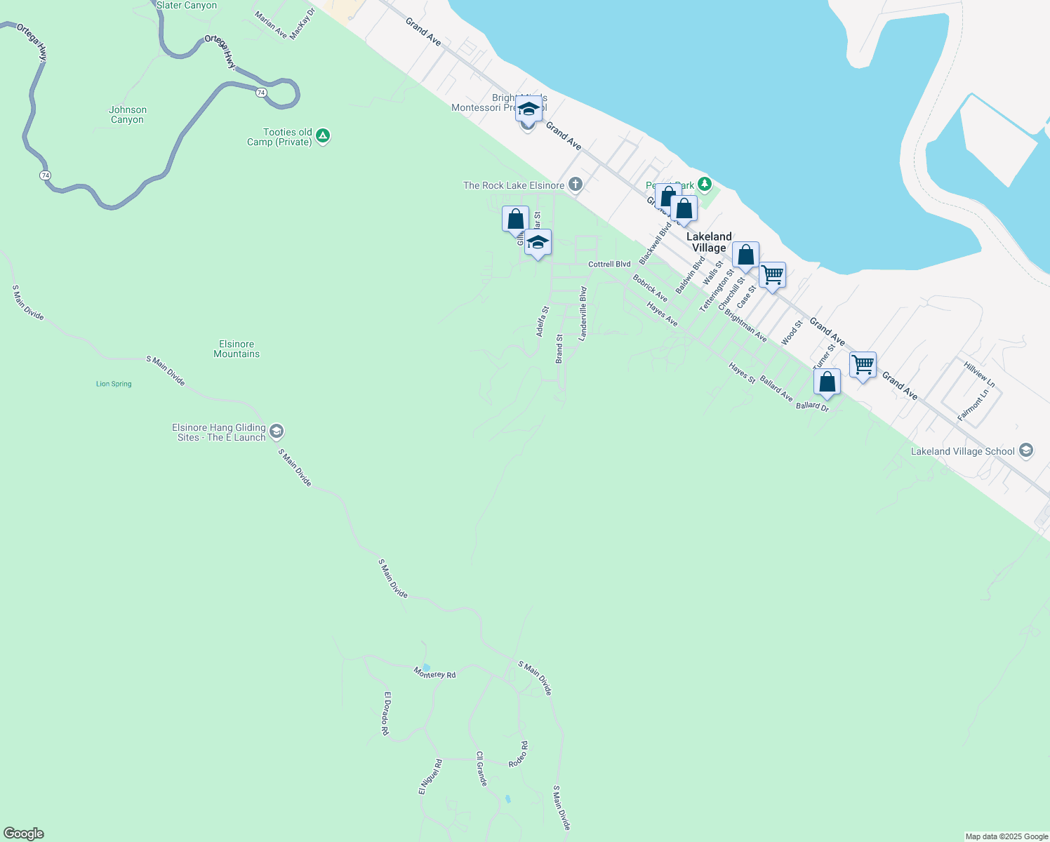 map of restaurants, bars, coffee shops, grocery stores, and more near in Lake Elsinore