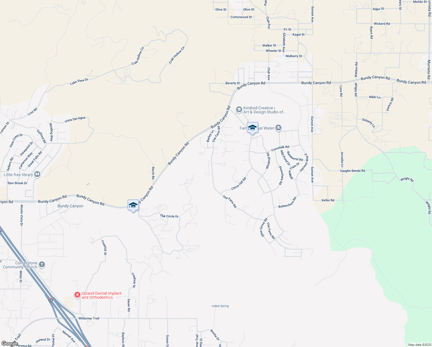 map of restaurants, bars, coffee shops, grocery stores, and more near 33778 The Farm Road in Wildomar