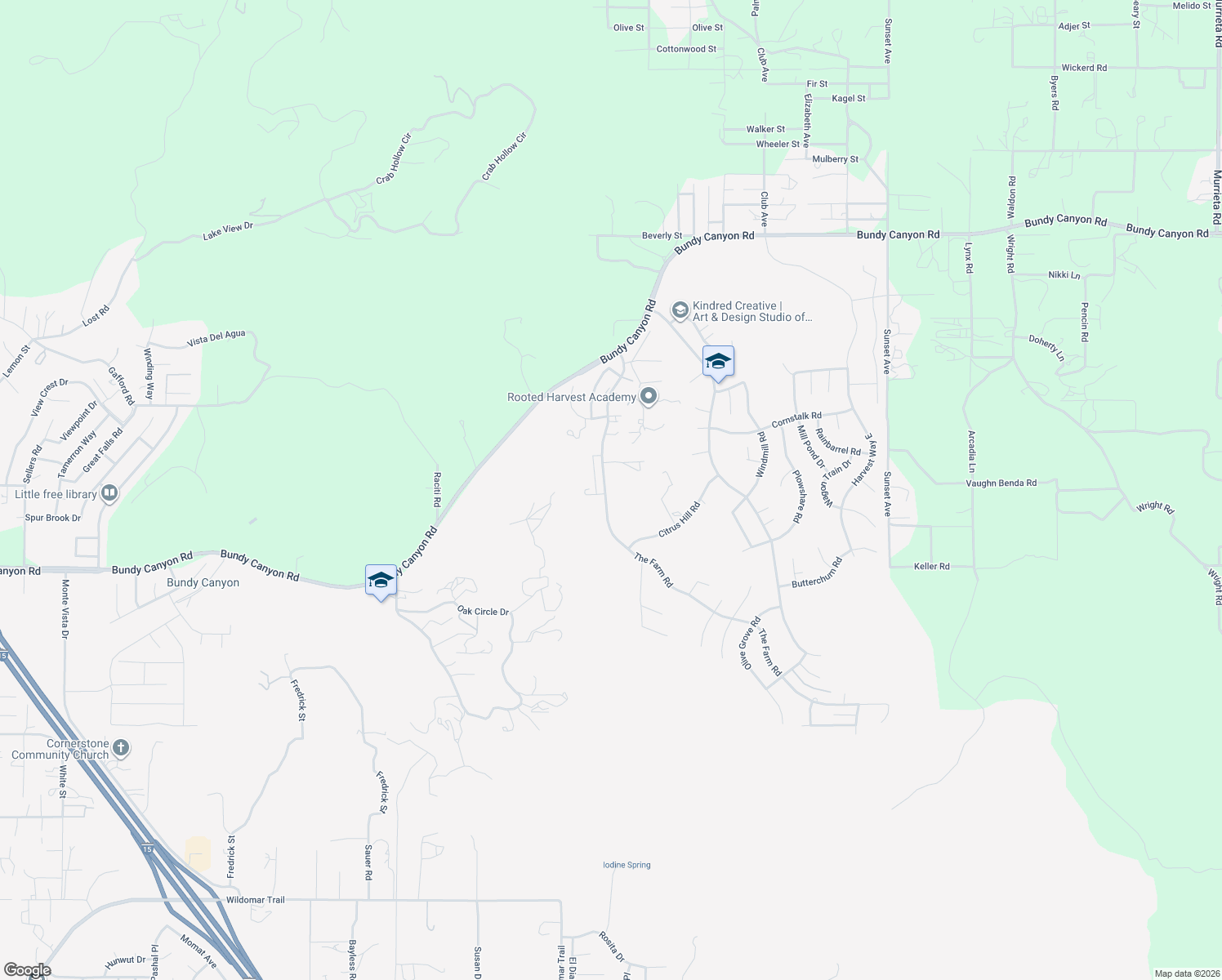 map of restaurants, bars, coffee shops, grocery stores, and more near 33778 The Farm Road in Wildomar