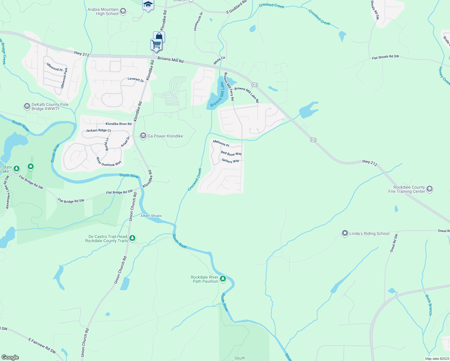 map of restaurants, bars, coffee shops, grocery stores, and more near 6901 Malvern Court in Stonecrest