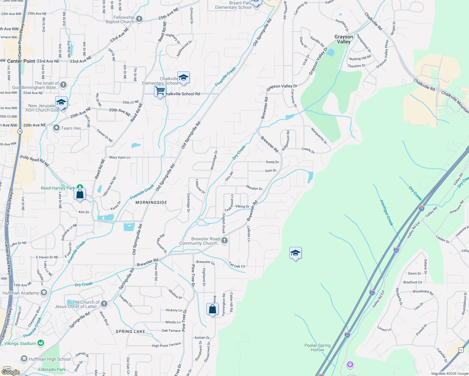 map of restaurants, bars, coffee shops, grocery stores, and more near 1628 Maralyn Drive in Birmingham
