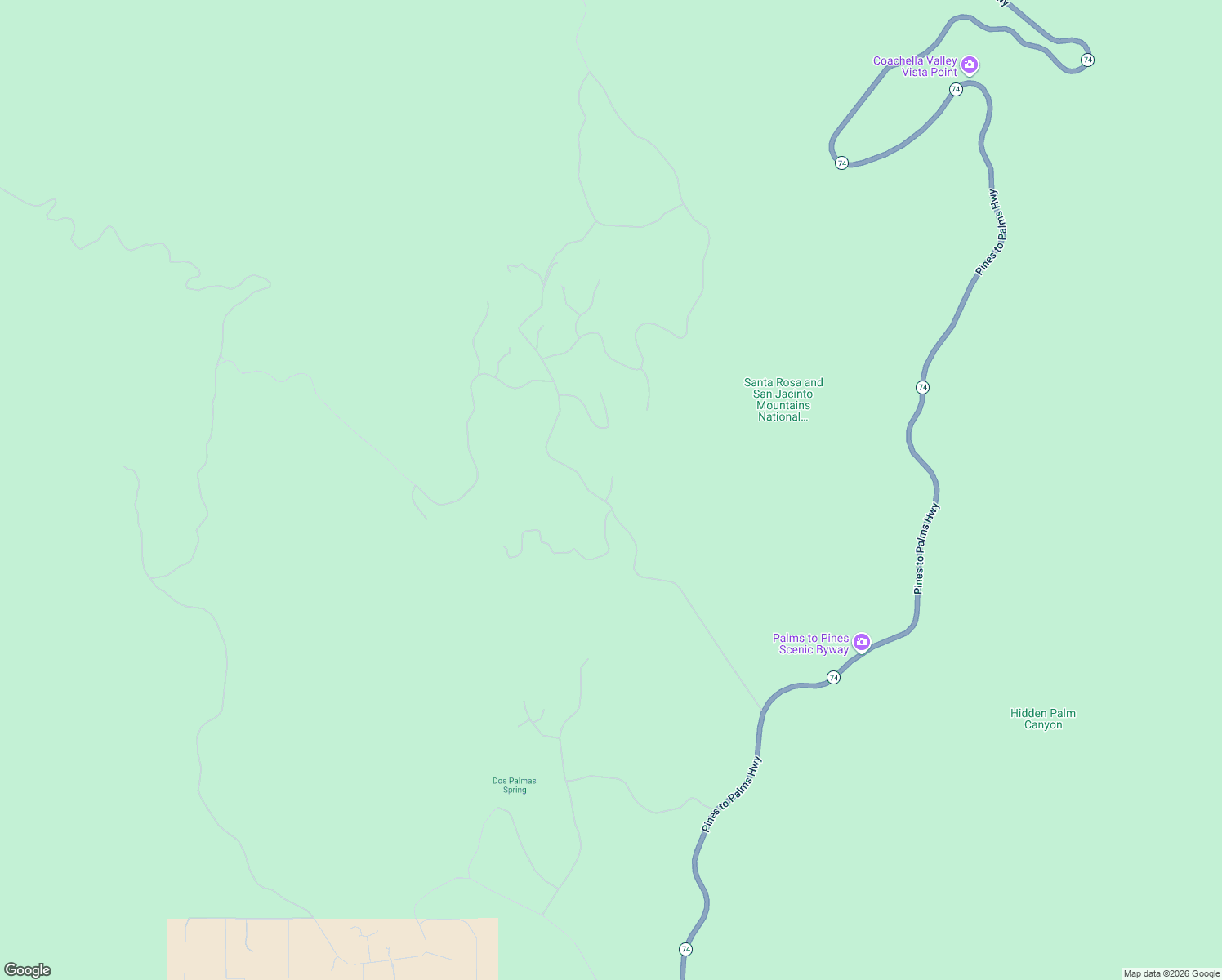 map of restaurants, bars, coffee shops, grocery stores, and more near 57425 Palm Seco Circle in Mountain Center