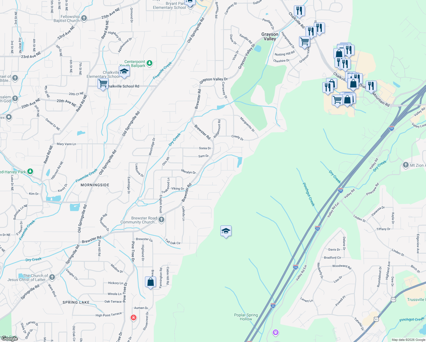 map of restaurants, bars, coffee shops, grocery stores, and more near 4237 Pebble Garden Way in Birmingham