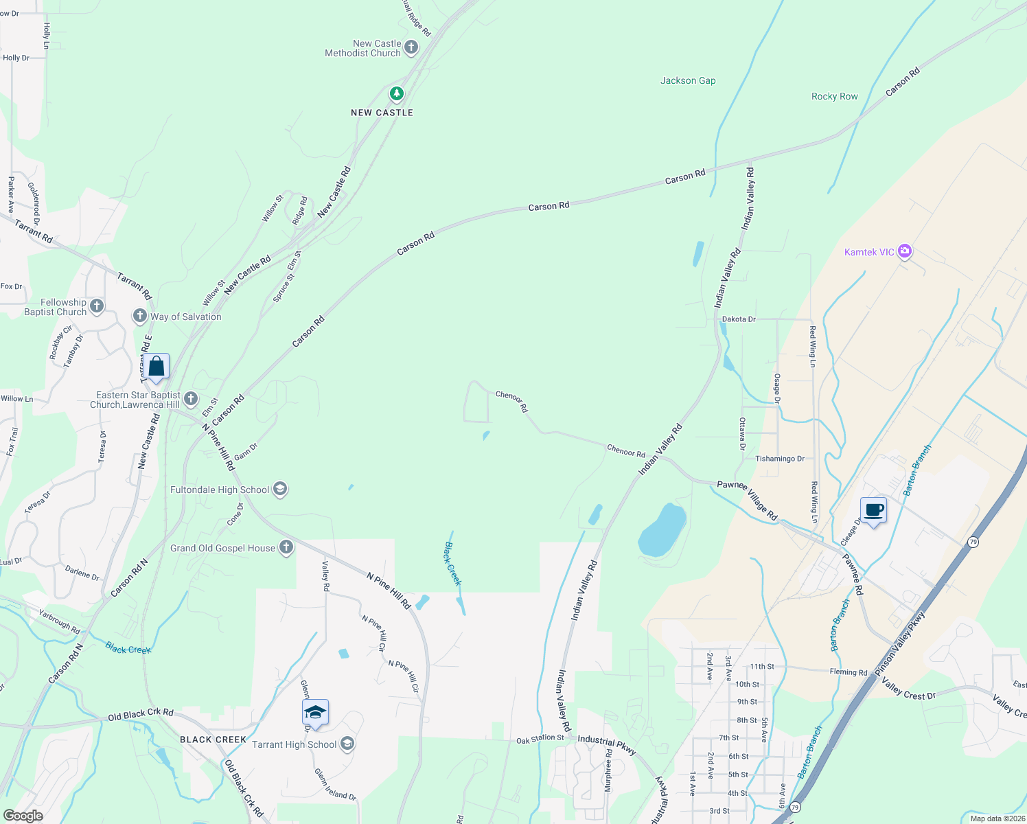 map of restaurants, bars, coffee shops, grocery stores, and more near 1975 Chenoor Road in Birmingham