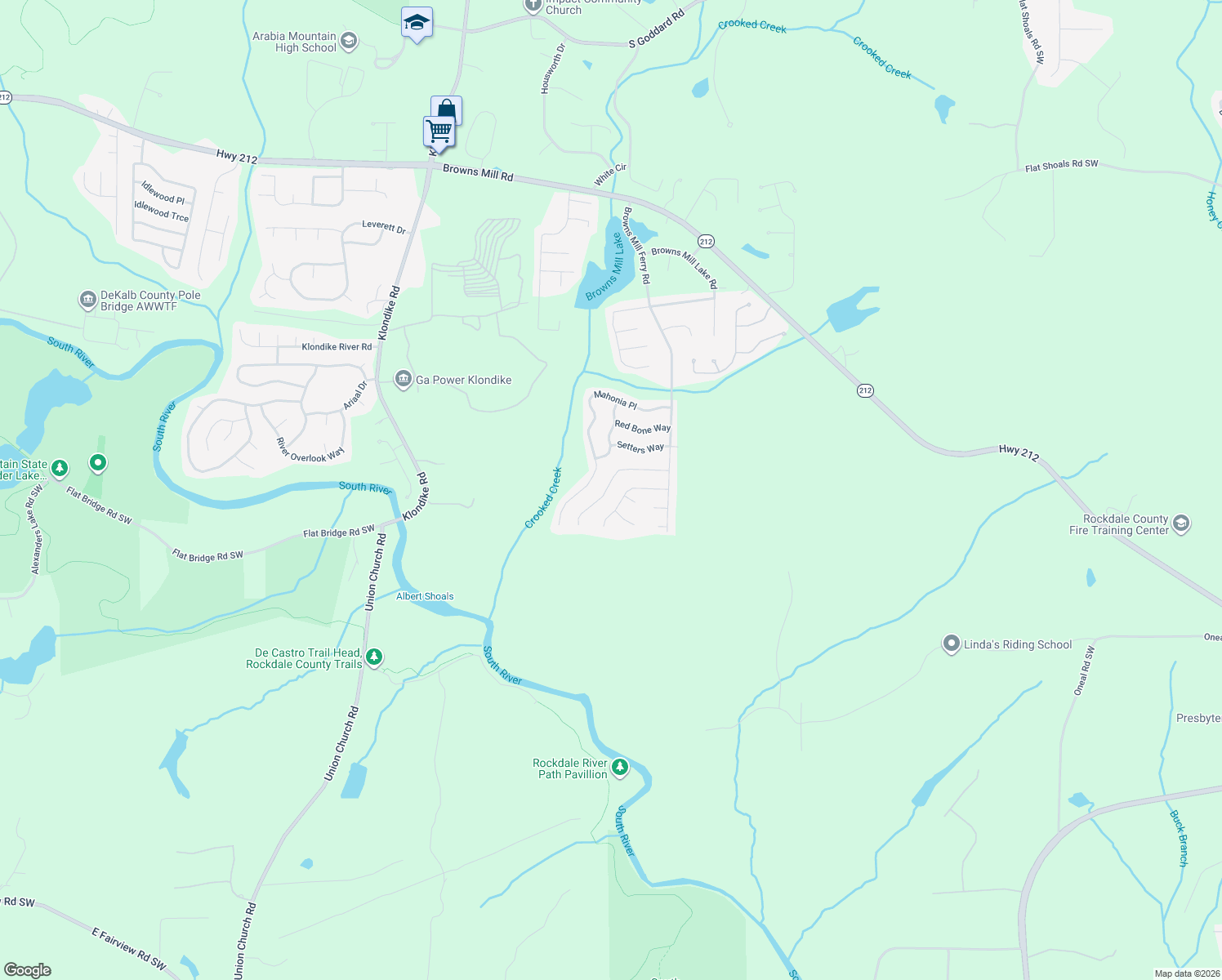 map of restaurants, bars, coffee shops, grocery stores, and more near 7109 Ravenwood Lane in Stonecrest