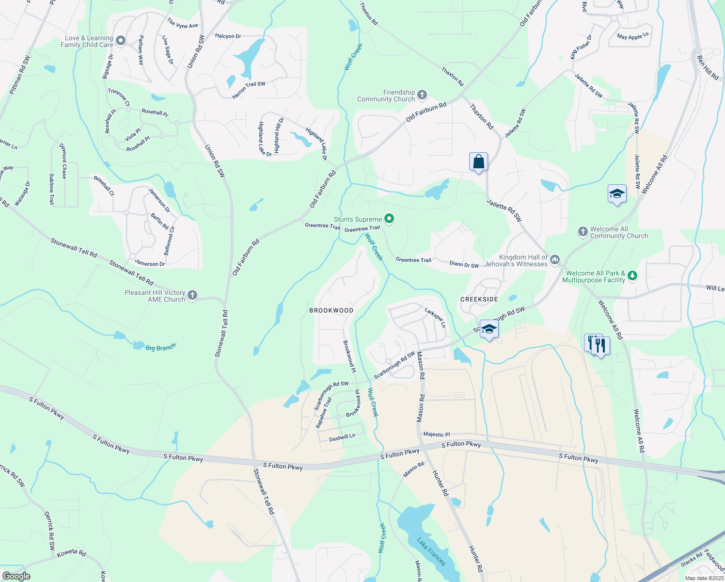 map of restaurants, bars, coffee shops, grocery stores, and more near 4922 Brookwood Place in Atlanta