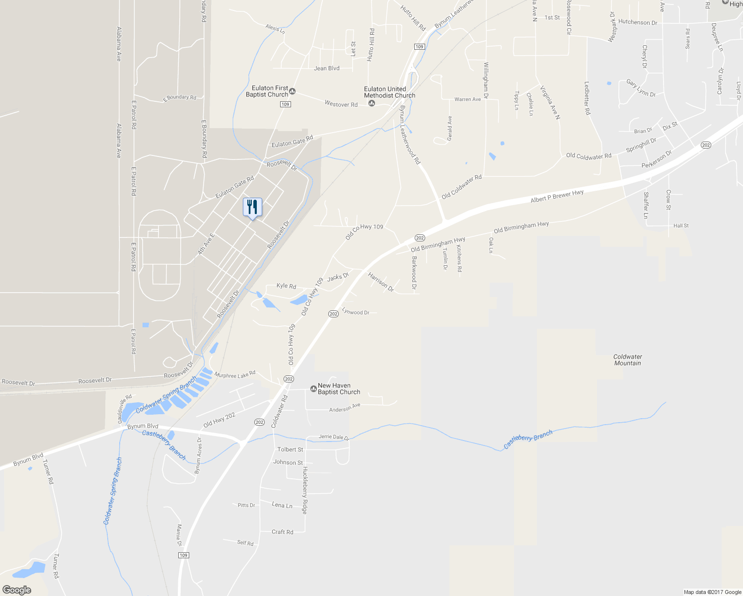 map of restaurants, bars, coffee shops, grocery stores, and more near 79 Coleman Lane in Anniston