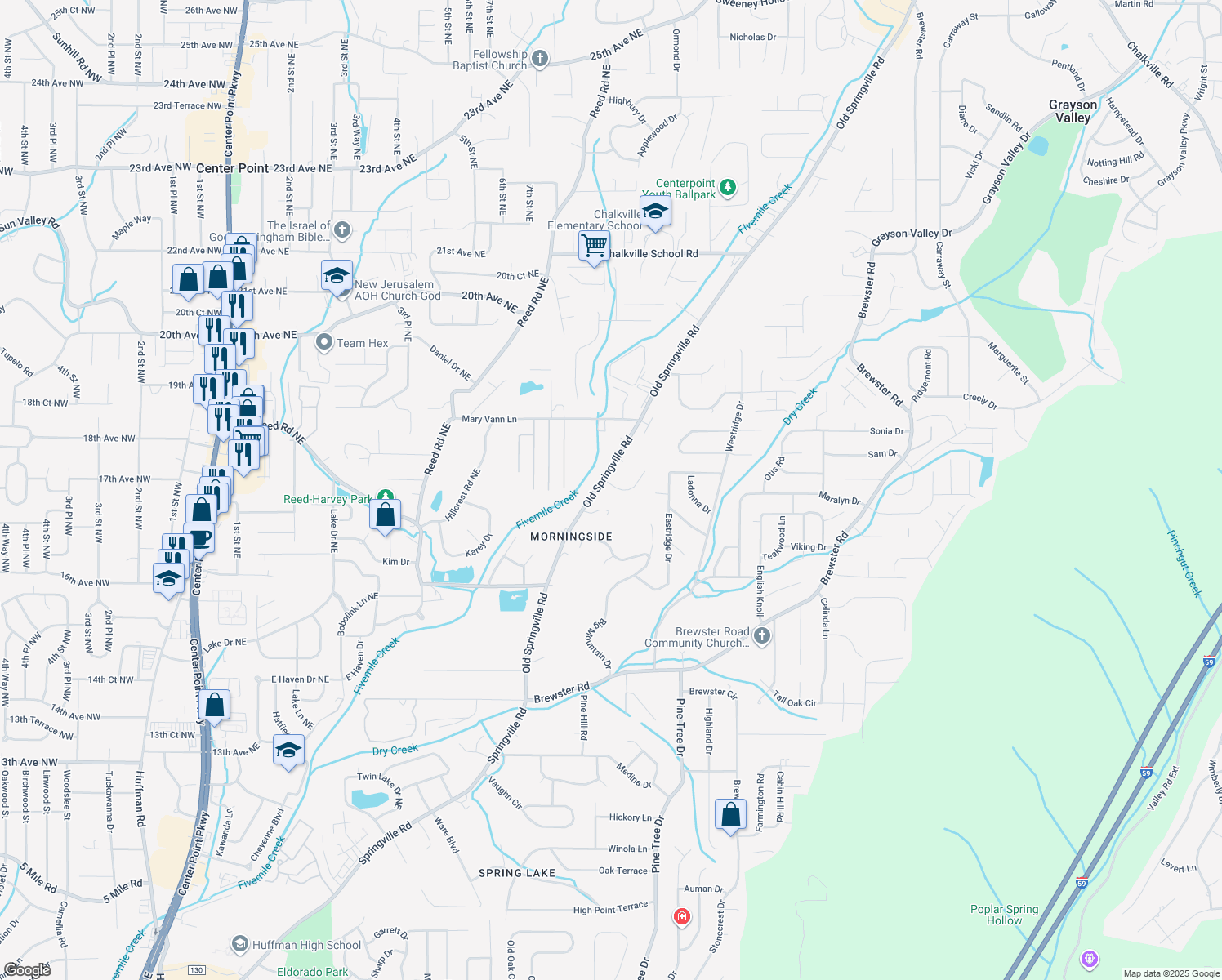 map of restaurants, bars, coffee shops, grocery stores, and more near 905 Rich Road in Birmingham