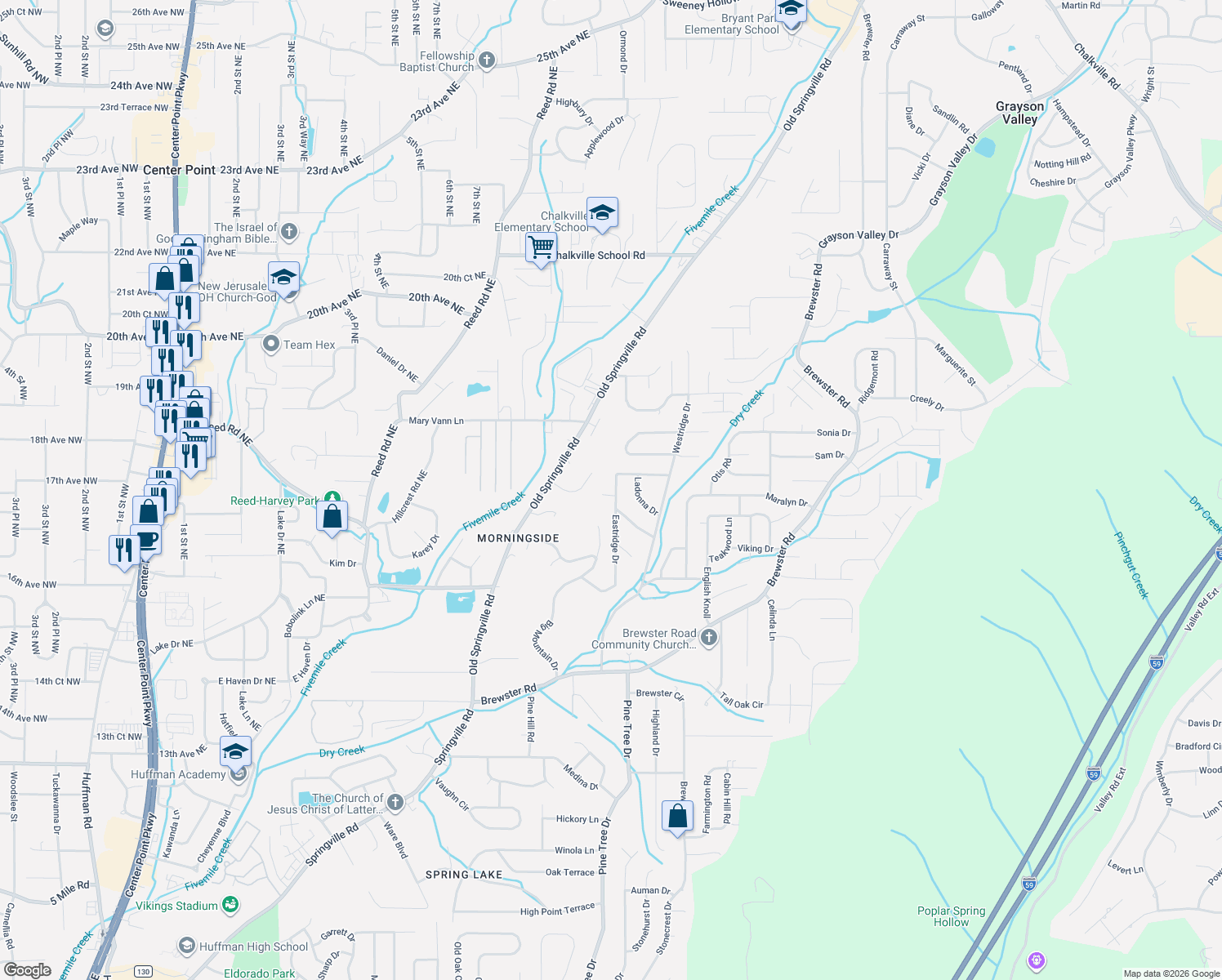 map of restaurants, bars, coffee shops, grocery stores, and more near 1010 Cannon Circle in Birmingham