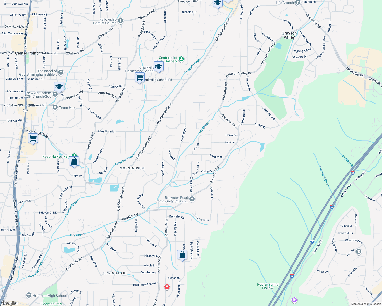 map of restaurants, bars, coffee shops, grocery stores, and more near 1616 Maralyn Drive in Birmingham