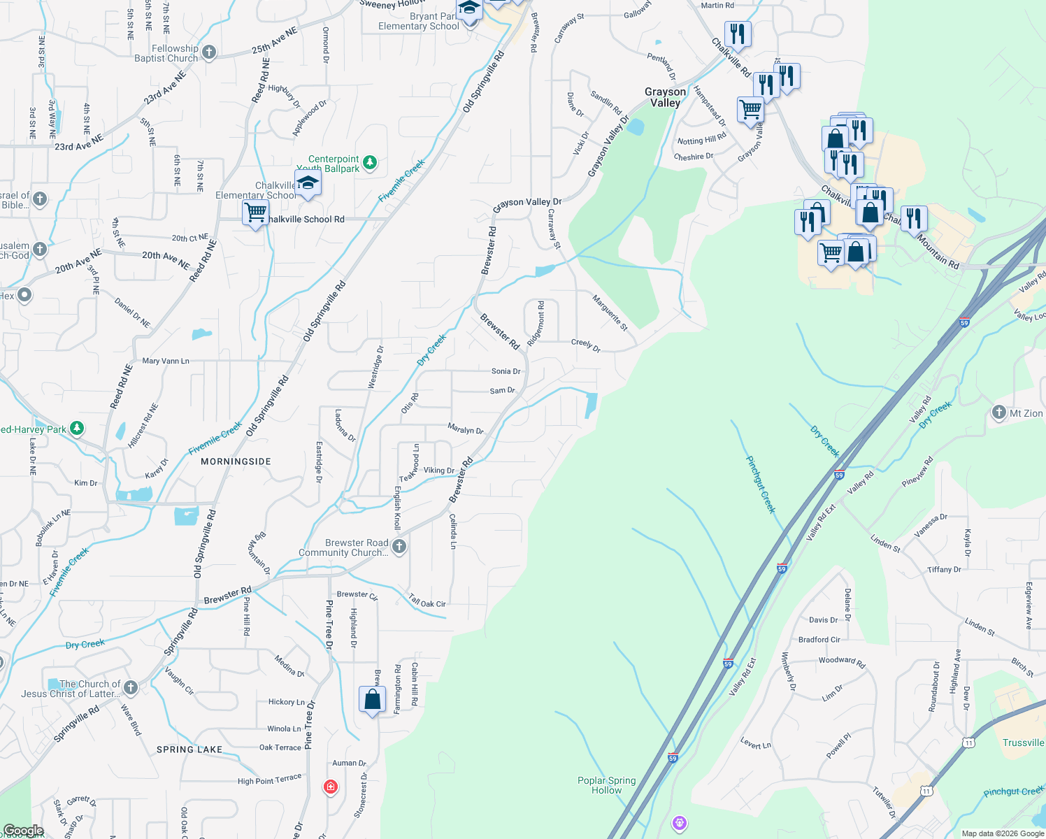 map of restaurants, bars, coffee shops, grocery stores, and more near 4237 Pebble Garden Way in Birmingham