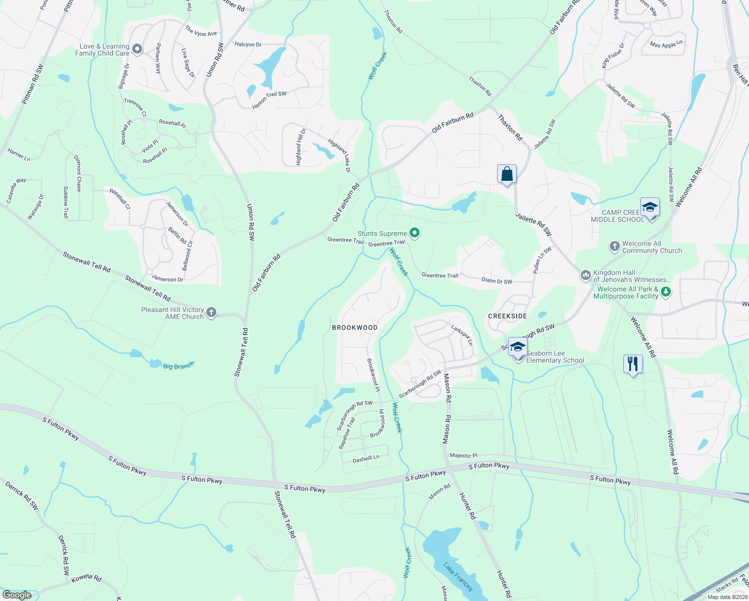 map of restaurants, bars, coffee shops, grocery stores, and more near 610 Beddick Lane in College Park