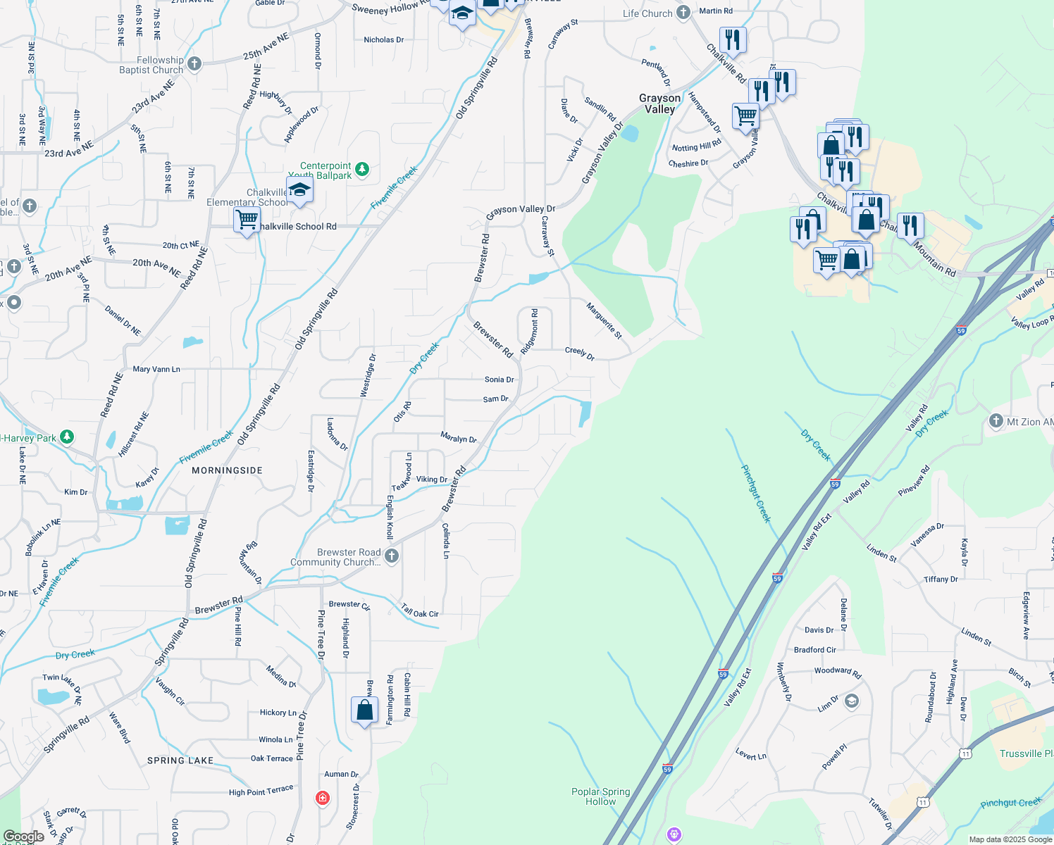 map of restaurants, bars, coffee shops, grocery stores, and more near 4237 Pebble Garden Way in Birmingham