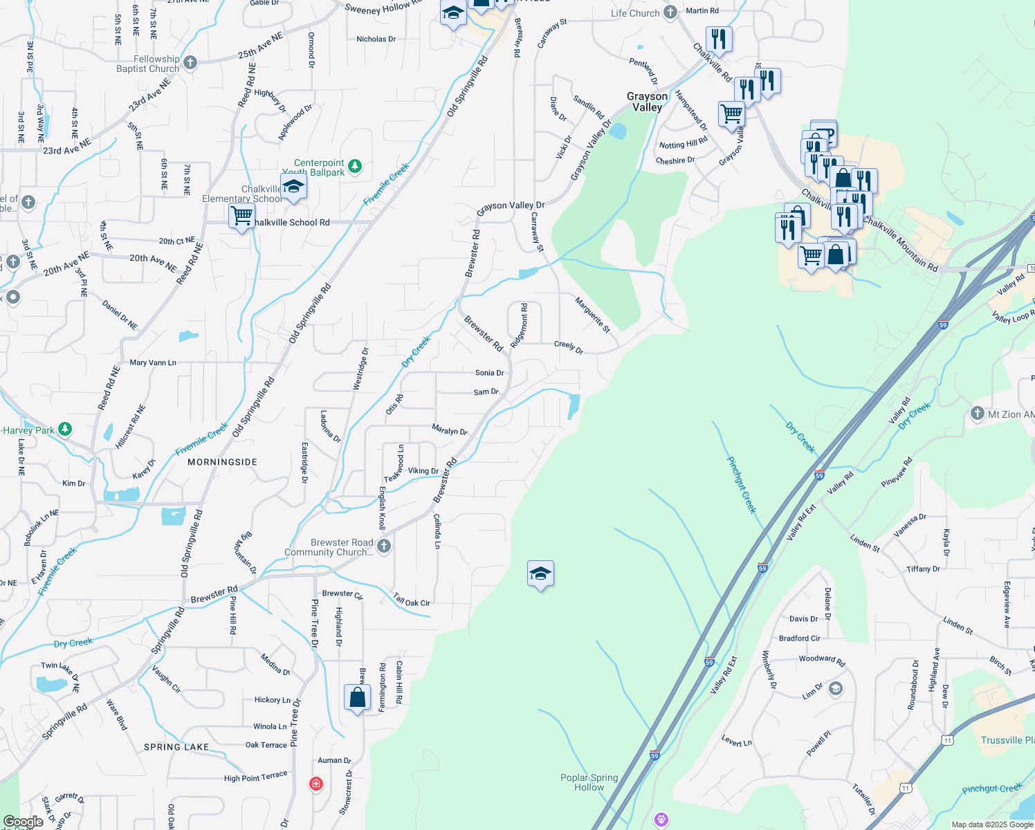 map of restaurants, bars, coffee shops, grocery stores, and more near 4237 Pebble Garden Way in Birmingham