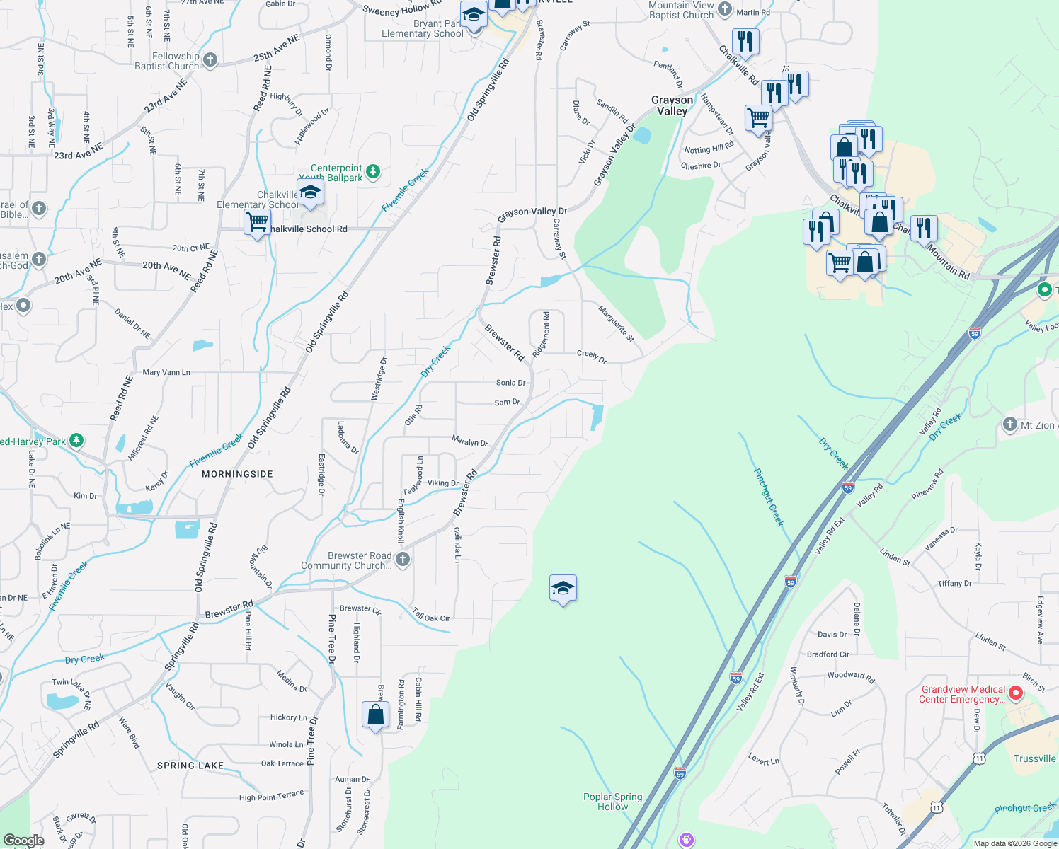 map of restaurants, bars, coffee shops, grocery stores, and more near 4237 Pebble Garden Way in Birmingham