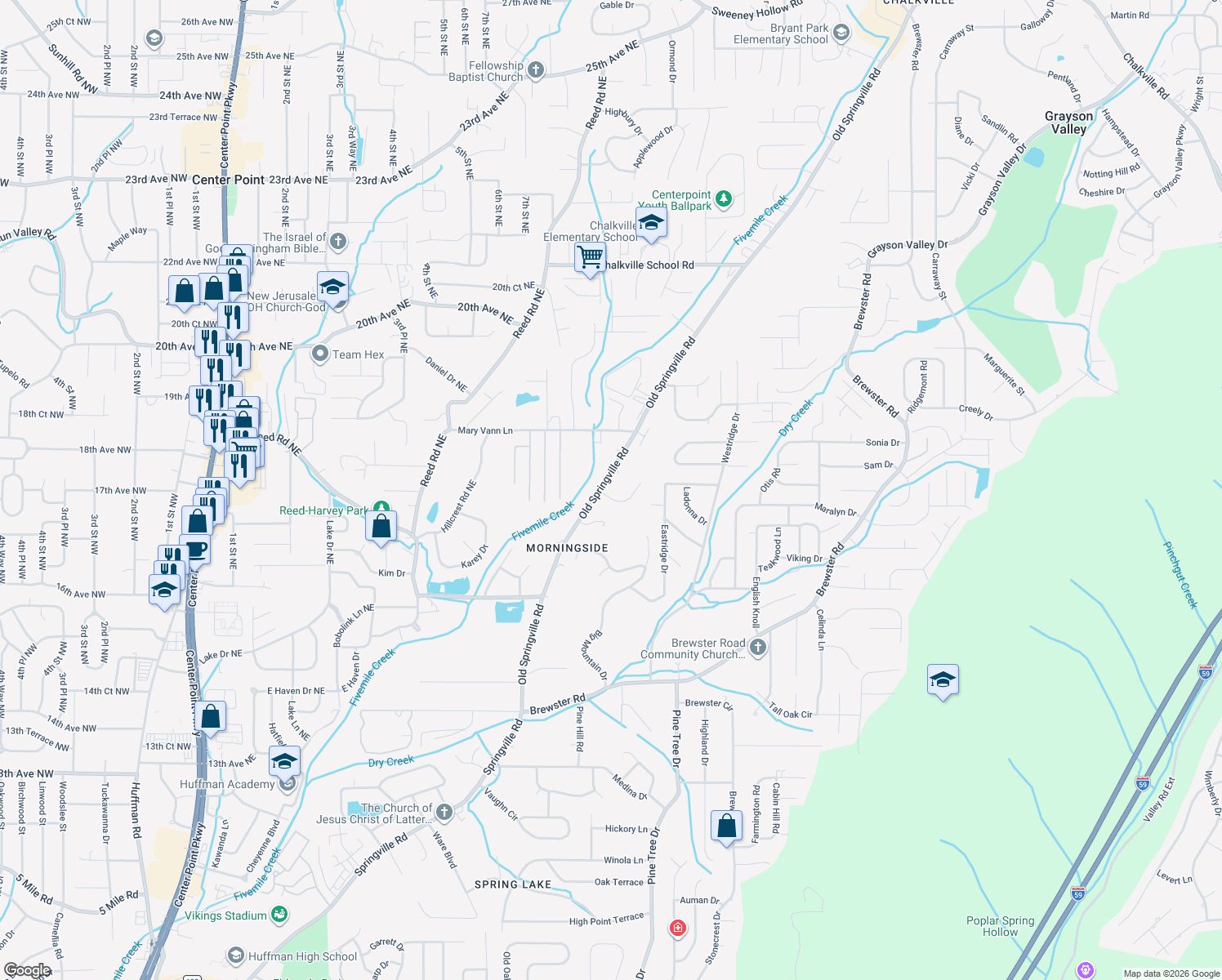 map of restaurants, bars, coffee shops, grocery stores, and more near 905 Rich Road in Birmingham