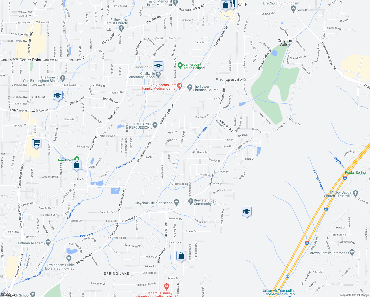 map of restaurants, bars, coffee shops, grocery stores, and more near 1209 Sweetwater Circle in Birmingham