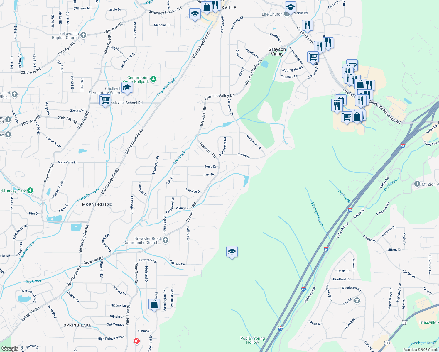 map of restaurants, bars, coffee shops, grocery stores, and more near 4312 Pebble Garden Court in Birmingham