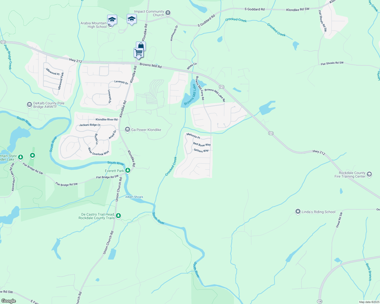 map of restaurants, bars, coffee shops, grocery stores, and more near 4815 Bob White Run in Lithonia