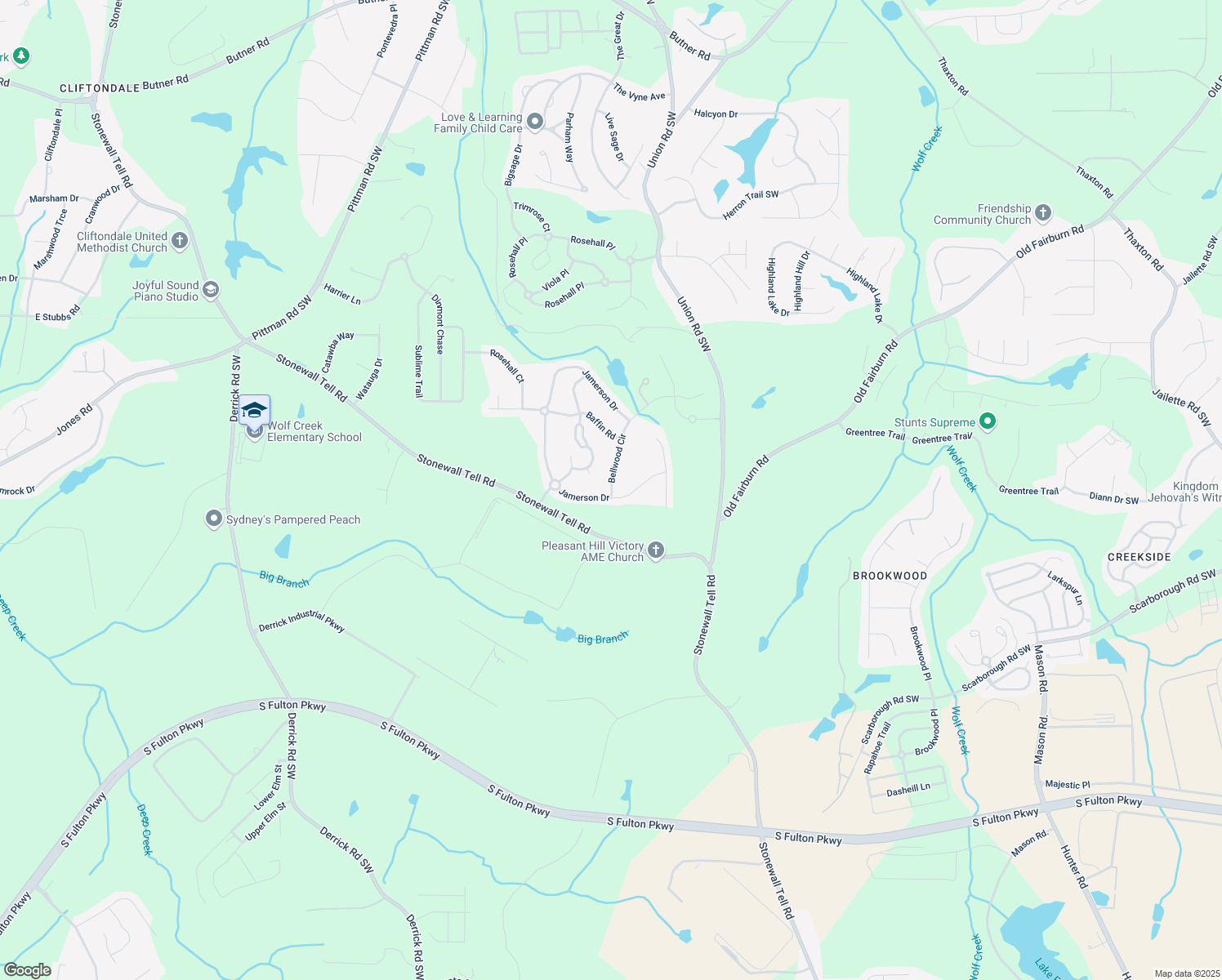 map of restaurants, bars, coffee shops, grocery stores, and more near 4419 Bellwood Circle in Atlanta