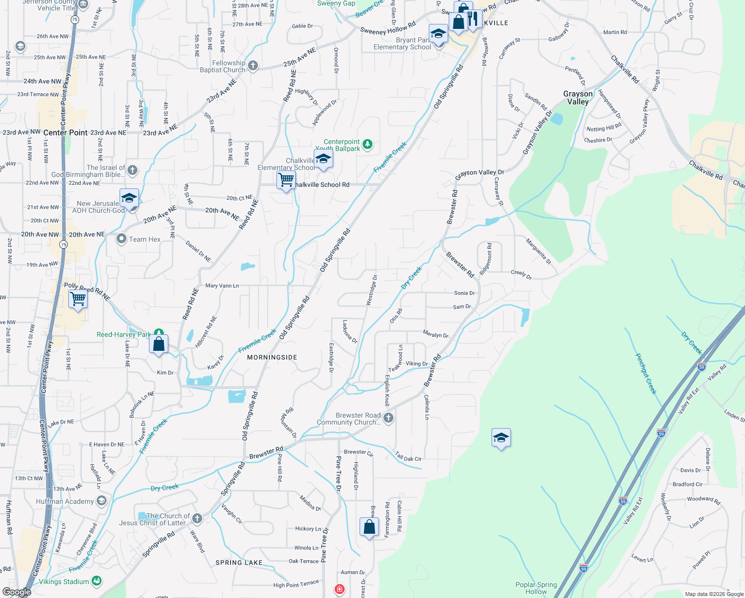 map of restaurants, bars, coffee shops, grocery stores, and more near 1213 Sweetwater Circle in Birmingham