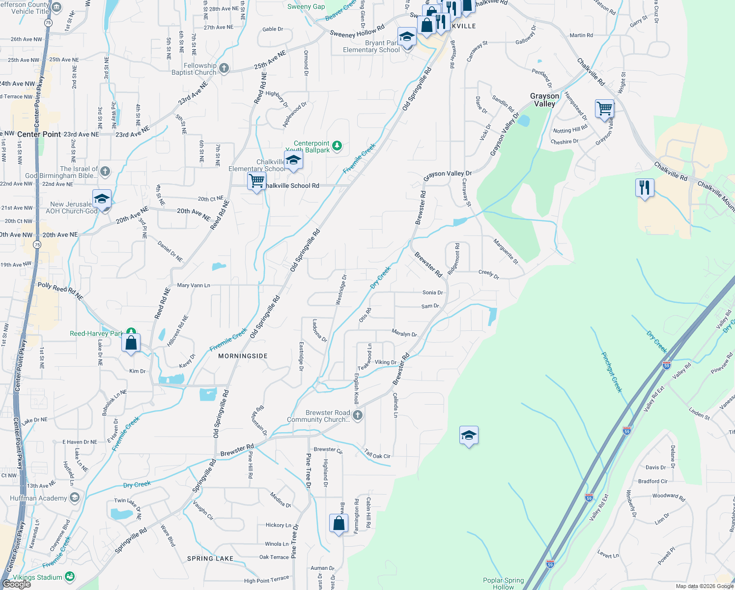 map of restaurants, bars, coffee shops, grocery stores, and more near 5031 Patriot Drive in Birmingham