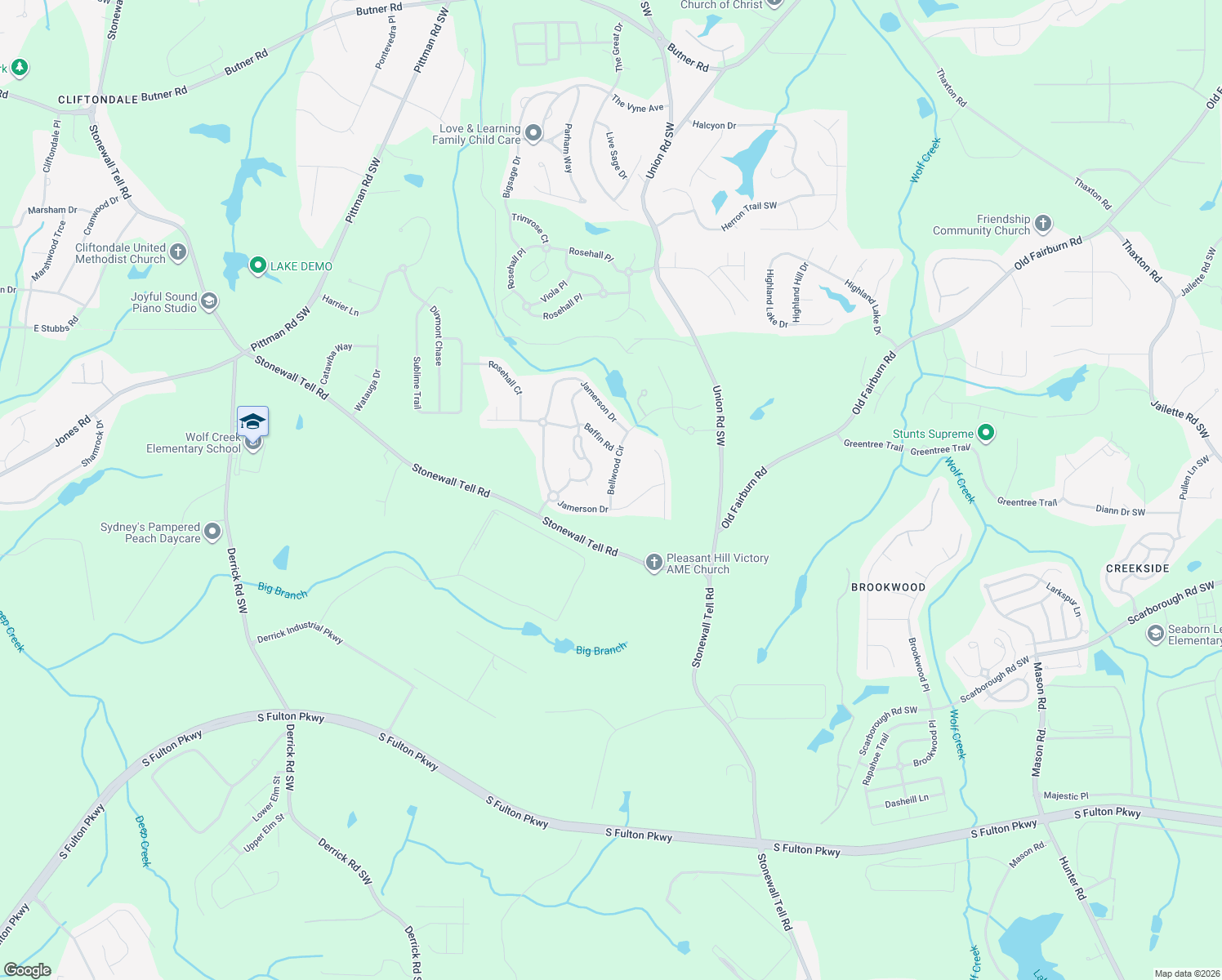 map of restaurants, bars, coffee shops, grocery stores, and more near 4472 Bellwood Circle in College Park