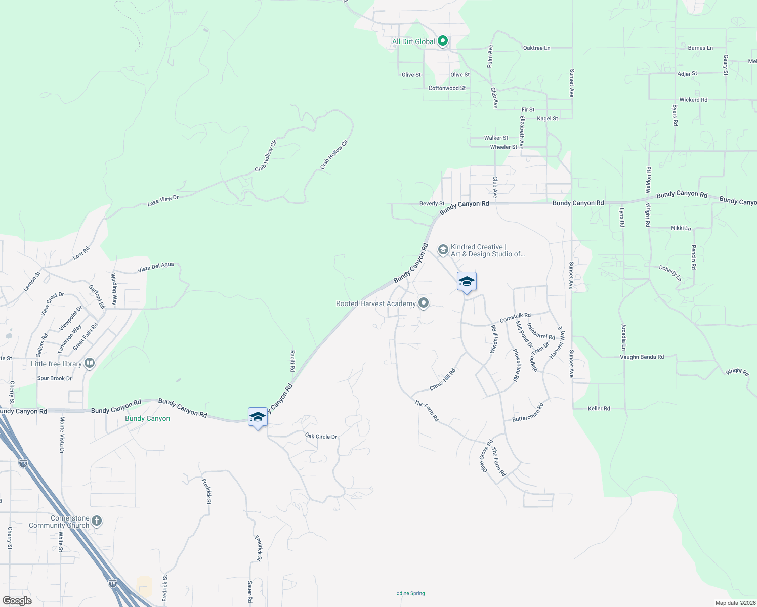 map of restaurants, bars, coffee shops, grocery stores, and more near 24040 Wheatfield Circle in Wildomar