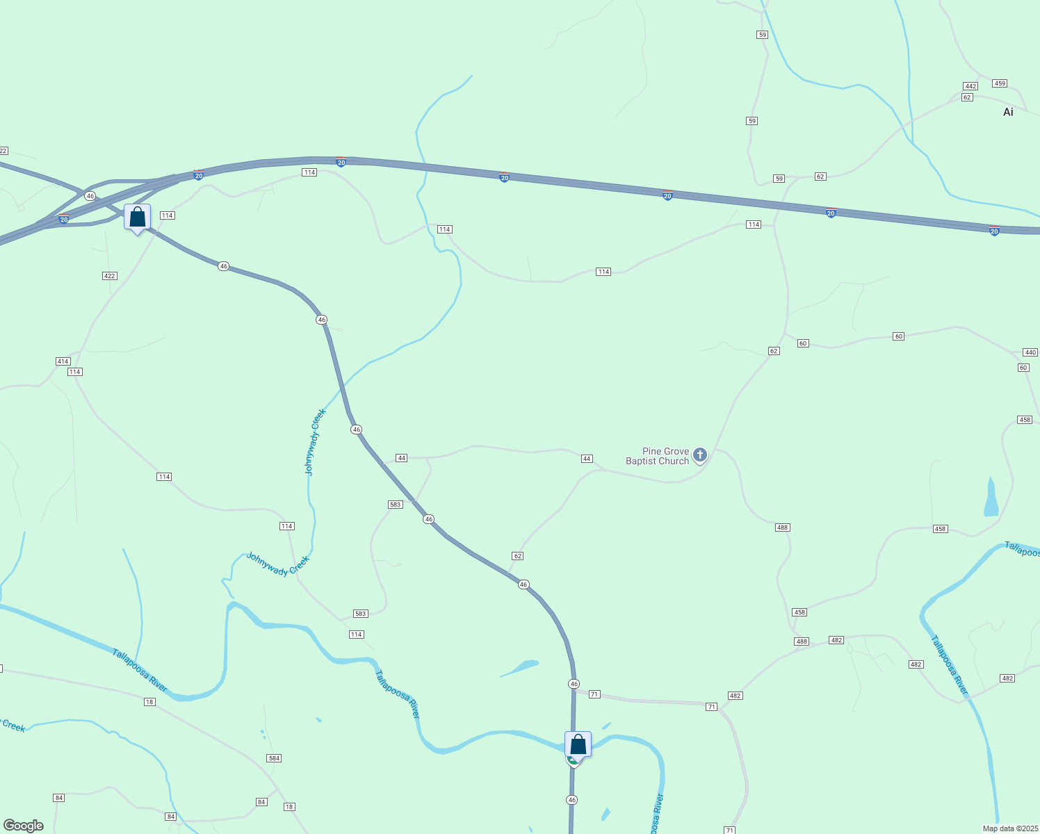 map of restaurants, bars, coffee shops, grocery stores, and more near 513 County Road 44 in Heflin