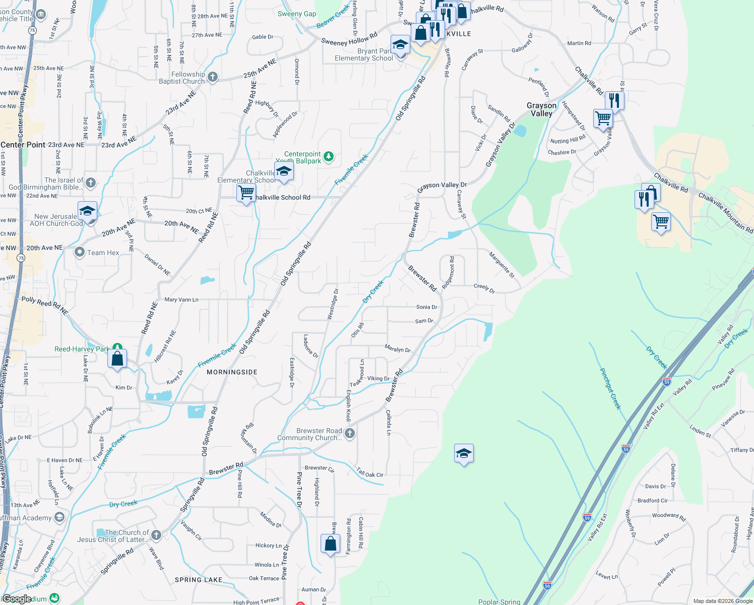 map of restaurants, bars, coffee shops, grocery stores, and more near 1628 Sonia Drive in Birmingham
