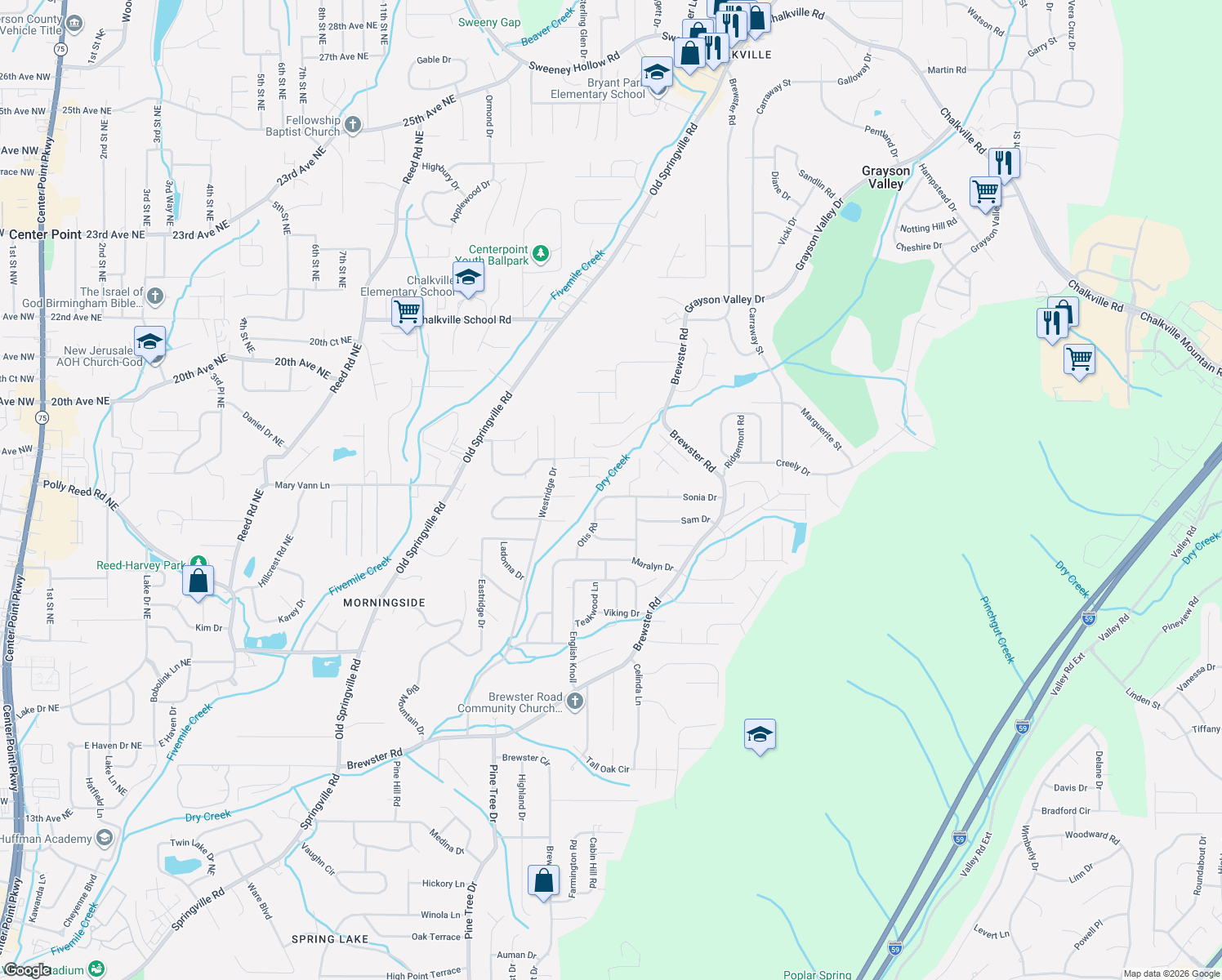 map of restaurants, bars, coffee shops, grocery stores, and more near 1628 Sonia Drive in Birmingham