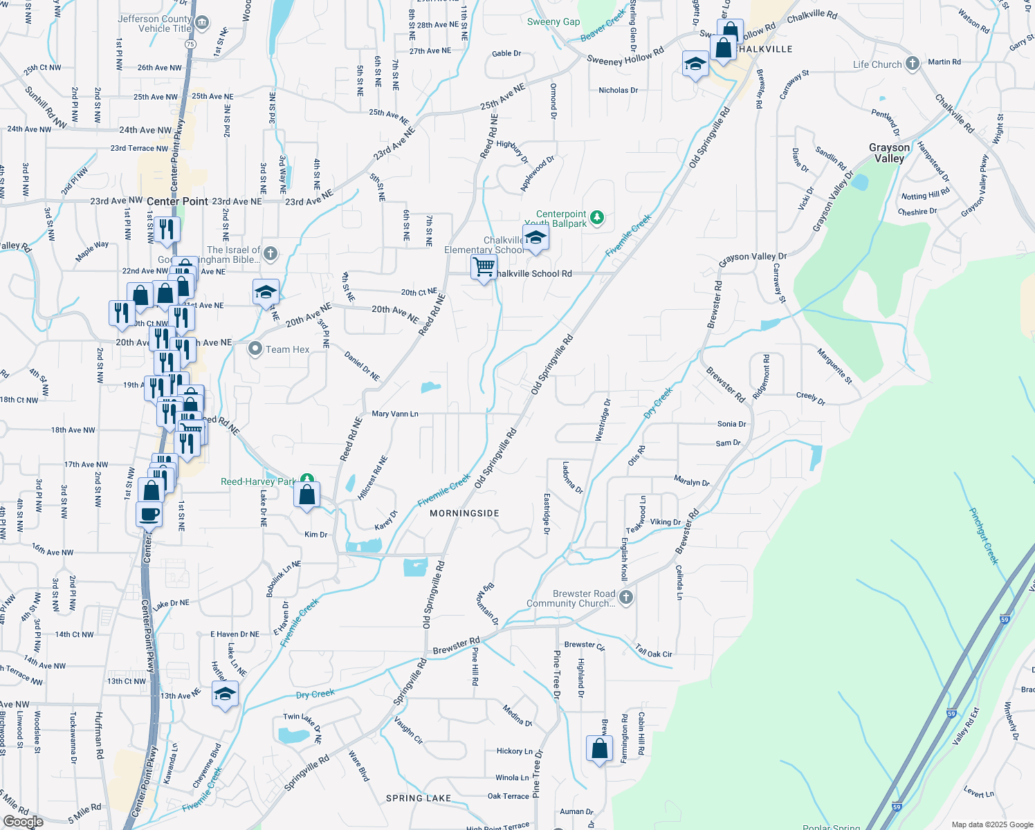 map of restaurants, bars, coffee shops, grocery stores, and more near 813 Mary Vann Lane in Birmingham