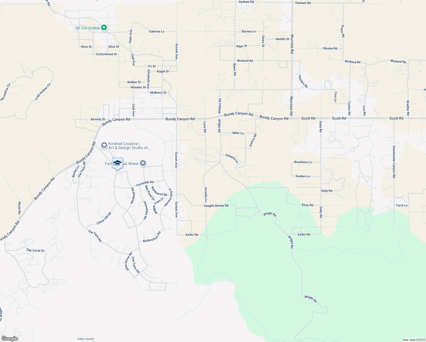 map of restaurants, bars, coffee shops, grocery stores, and more near Wright Road in Menifee