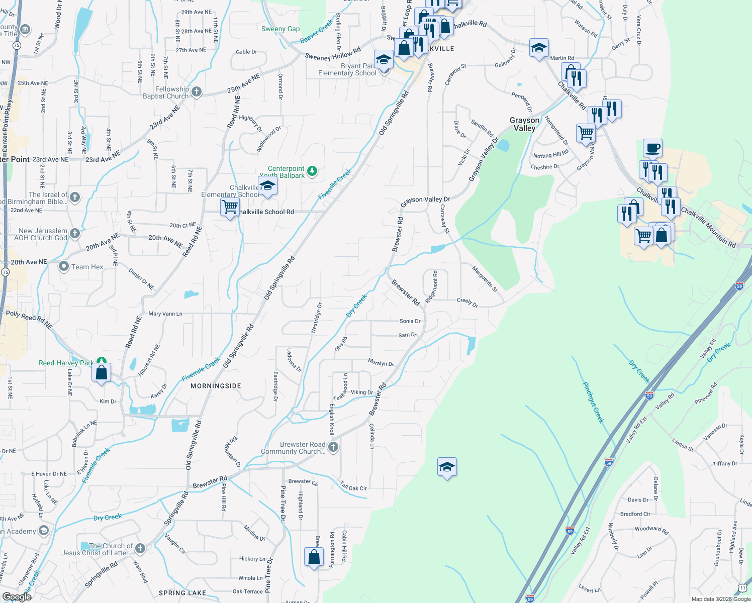 map of restaurants, bars, coffee shops, grocery stores, and more near 1935 Live Oak Trce in Birmingham