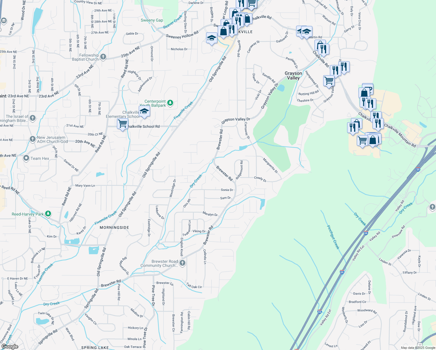 map of restaurants, bars, coffee shops, grocery stores, and more near 4624 Bonnett Circle in Birmingham