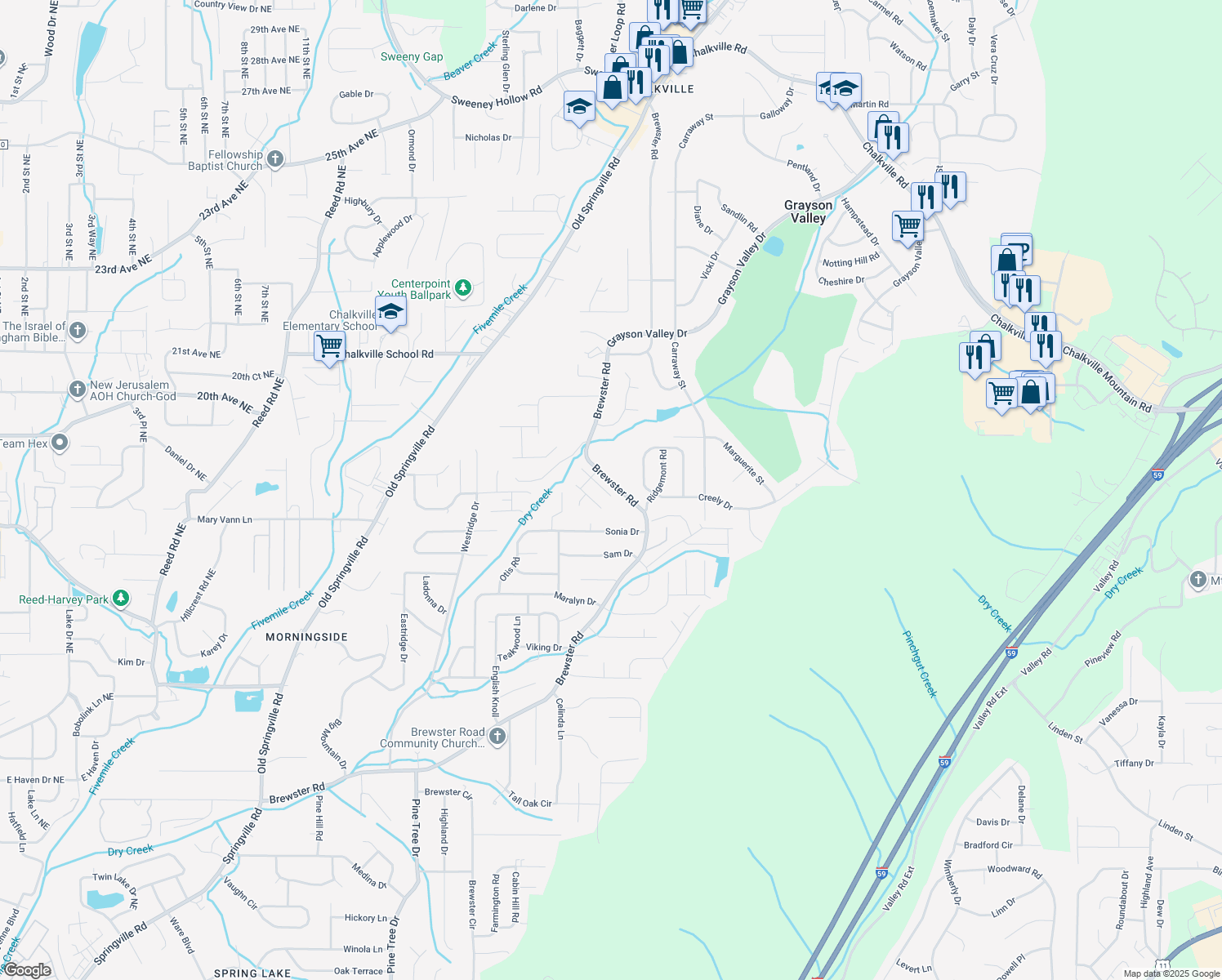 map of restaurants, bars, coffee shops, grocery stores, and more near 4624 Bonnett Circle in Birmingham