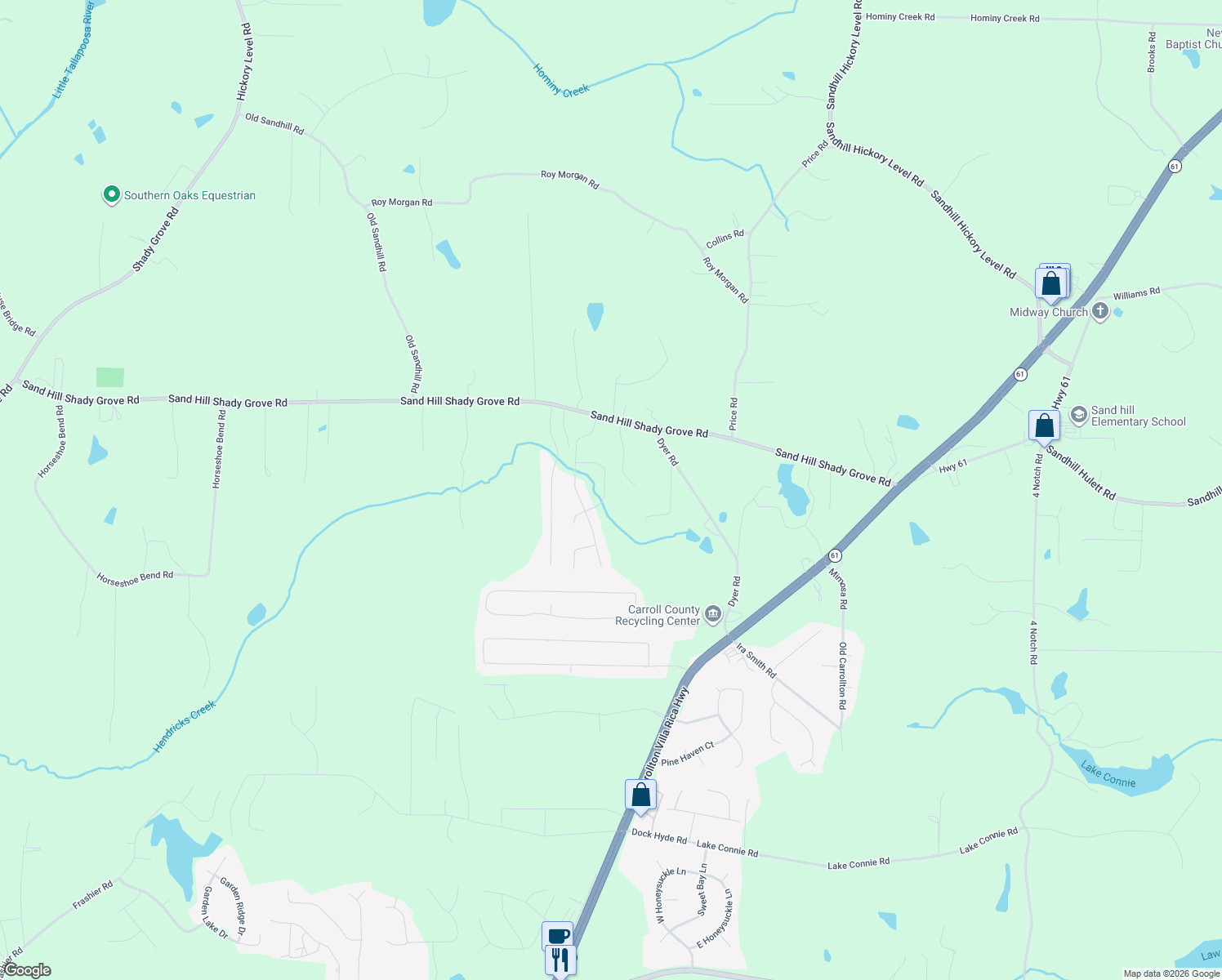 map of restaurants, bars, coffee shops, grocery stores, and more near 242 Thornberry Cir in Carrollton
