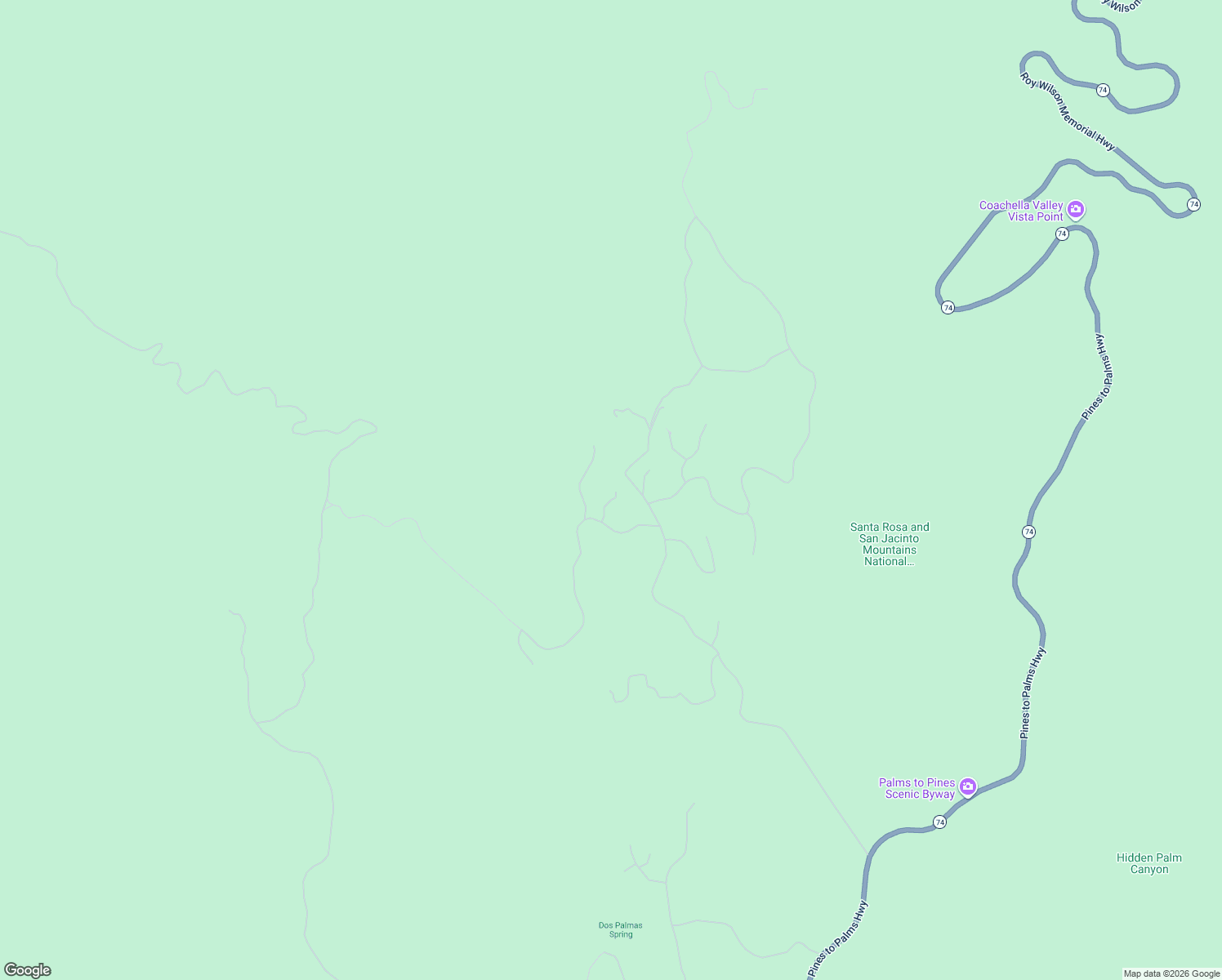 map of restaurants, bars, coffee shops, grocery stores, and more near 56375 Bighorn Drive in Mountain Center